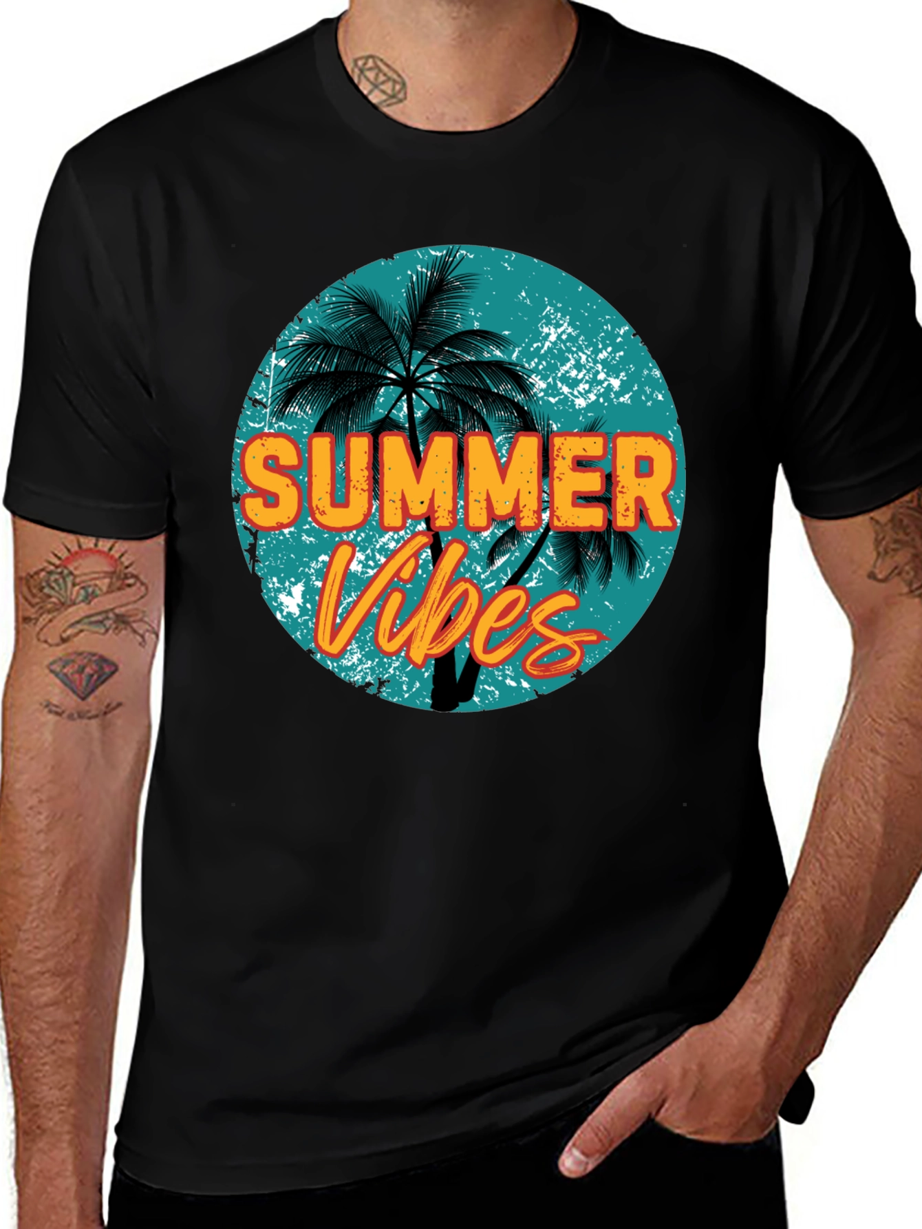 Variant 14 of Summer Vibes Graphic Tee - Men's Black T-Shirt