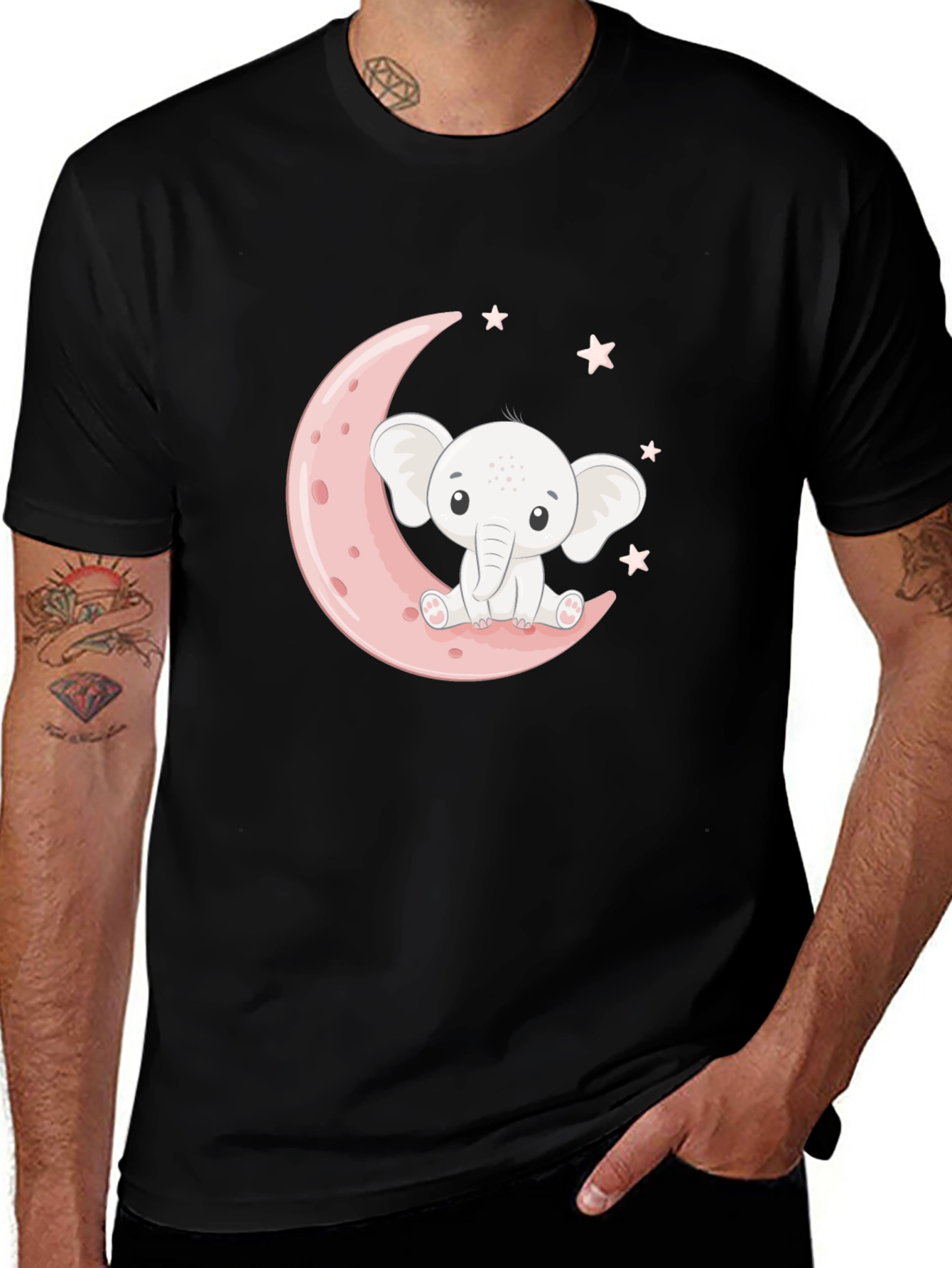Variant 24 of Cute Elephant on Moon Graphic Tee