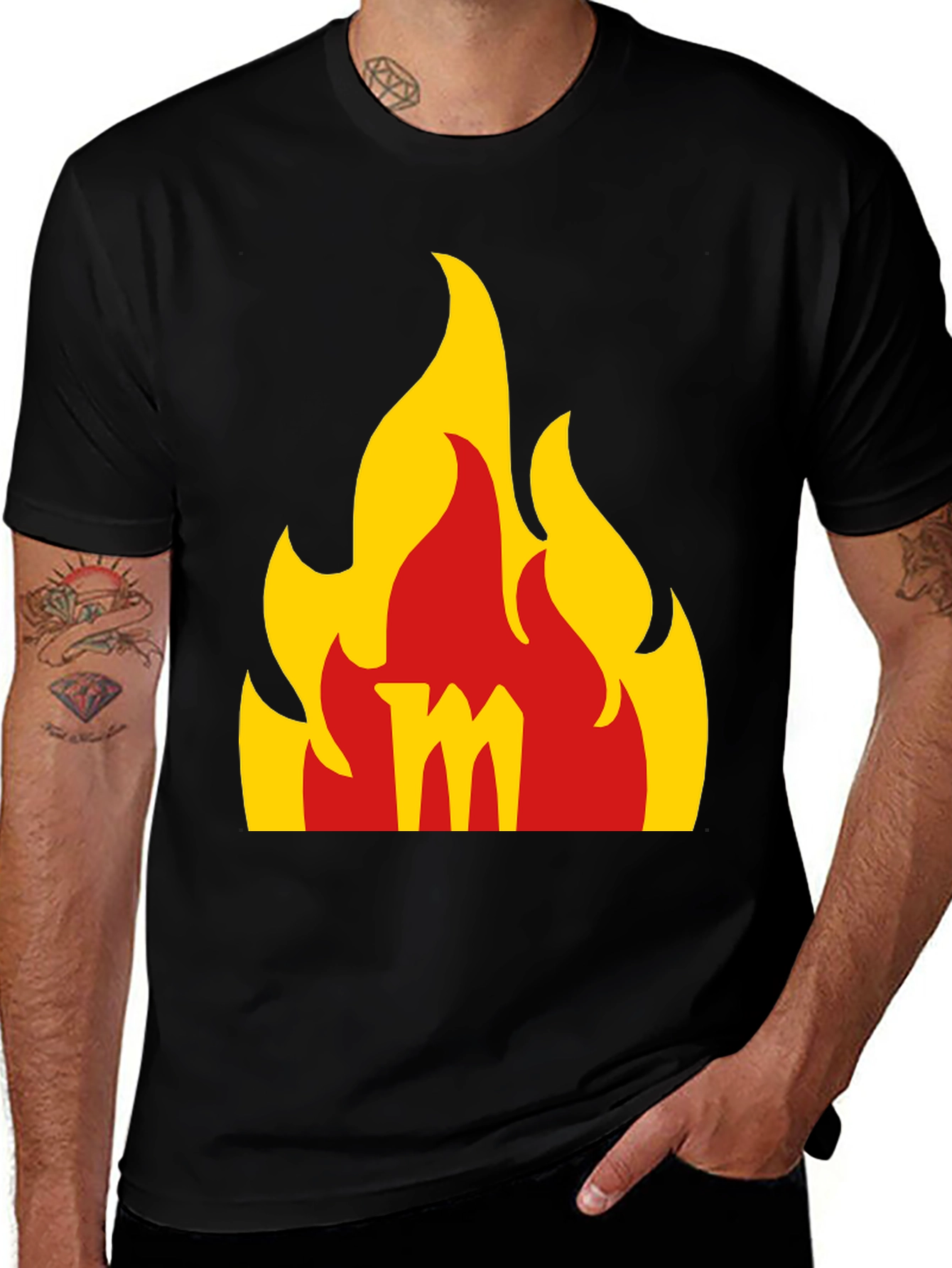Flame M Graphic Black T-Shirt