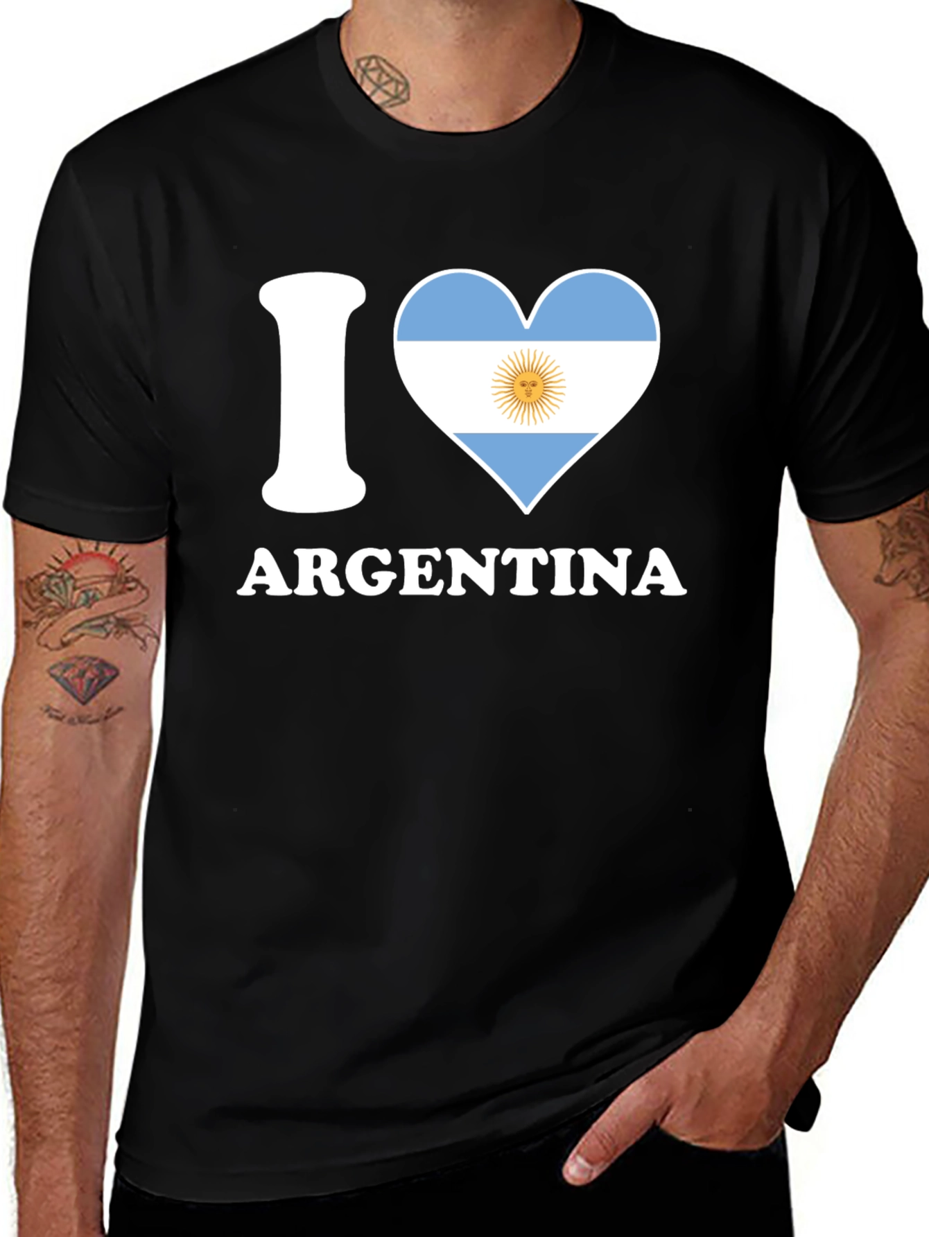Variant 8 of I Heart Argentina Flag T-Shirt Black Graphic Tee
