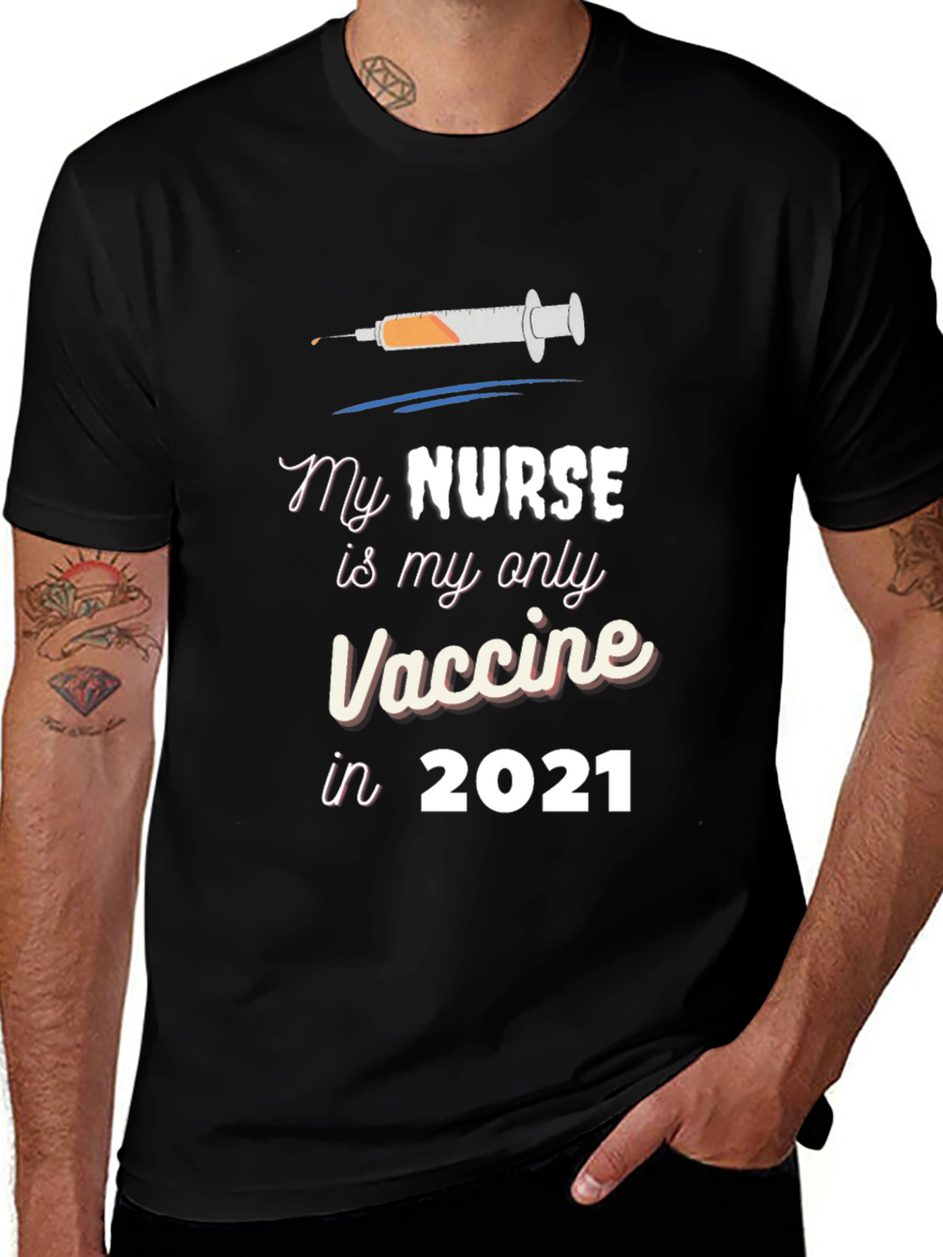 Variant 18 of My Nurse Vaccine 2021 Black T-Shirt