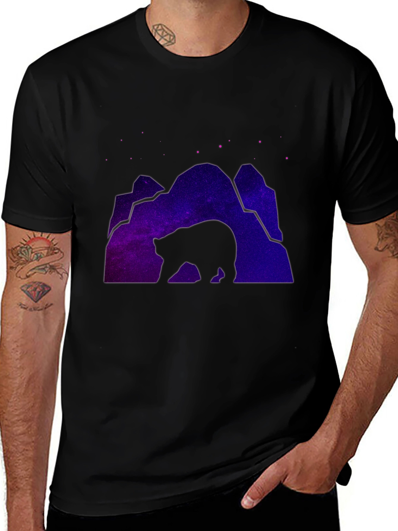 Variant 13 of Cosmic Bear Black T-Shirt