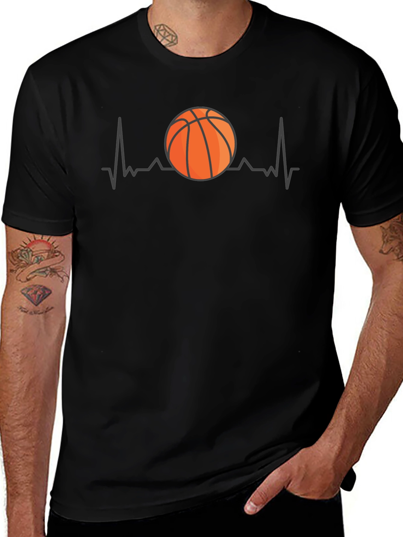 Variant 7 of Basketball Heartbeat T-Shirt - Passionate Athlete Tee
