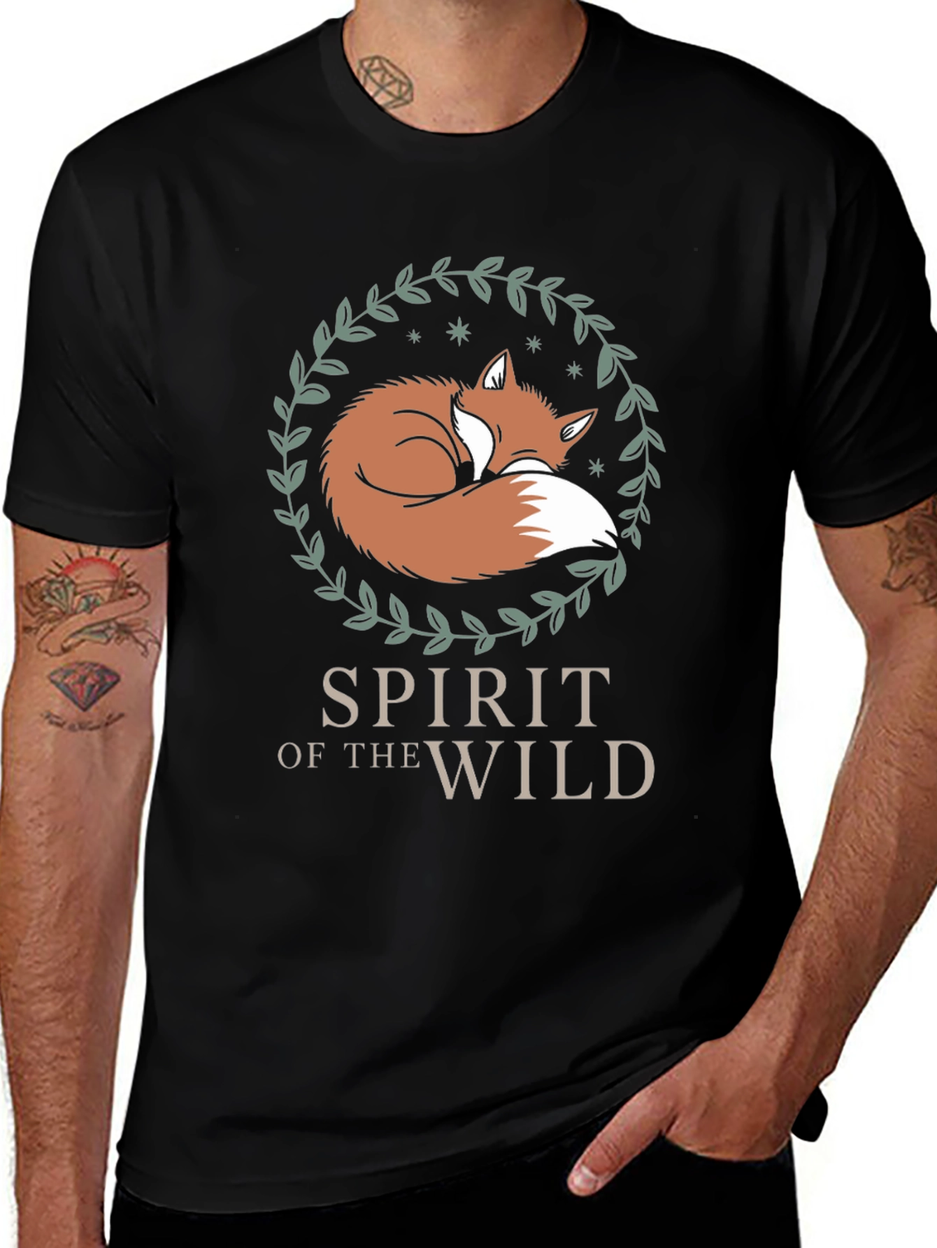 Variant 30 of Spirit of the Wild Fox Graphic Tee - Black