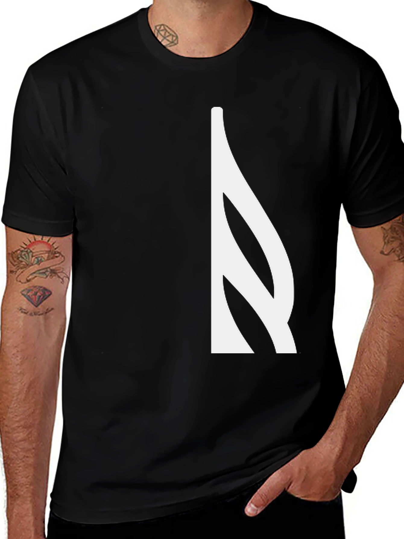 Variant 15 of Modern Black T-Shirt with Abstract White Design