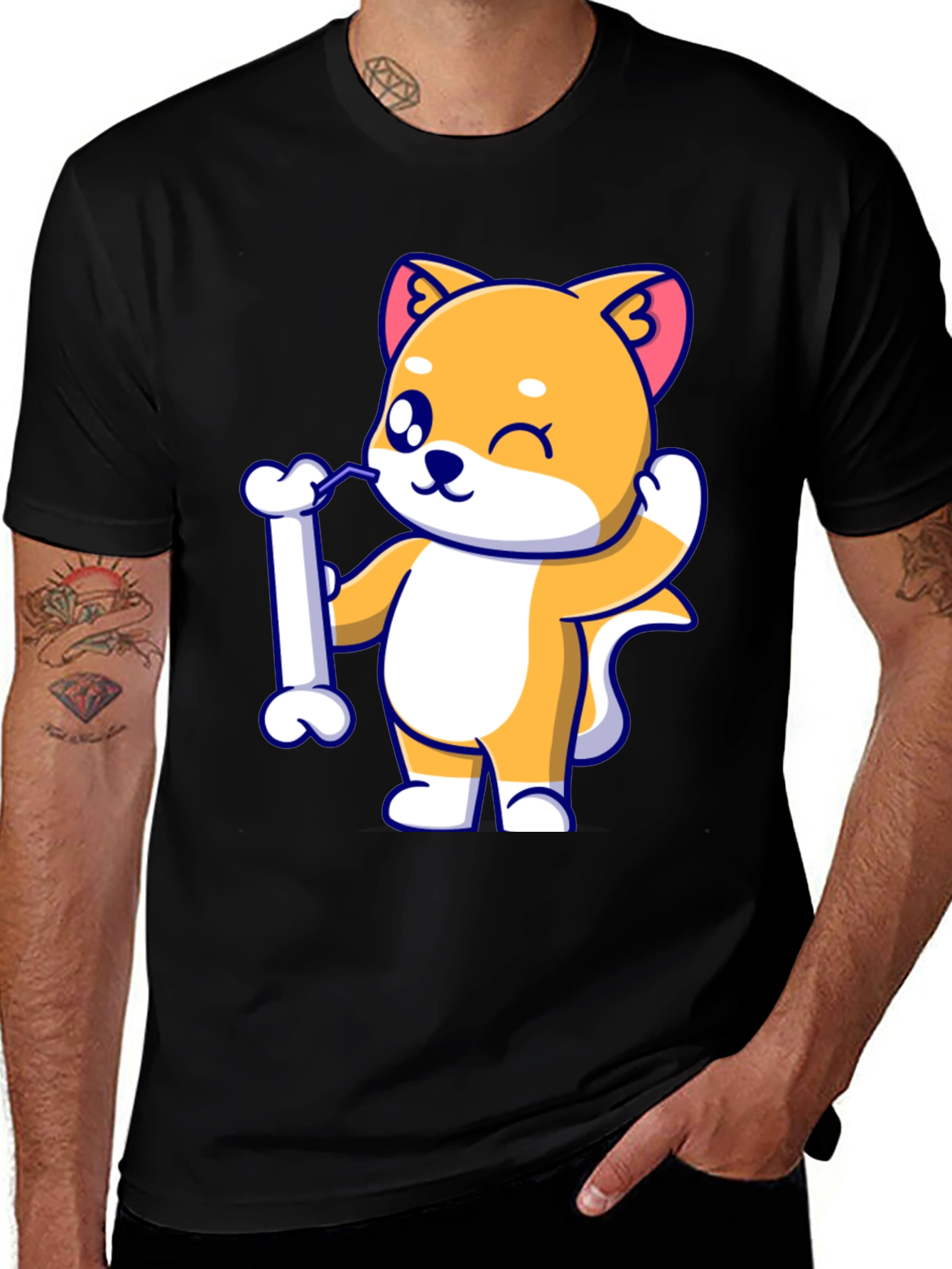 Variant 13 of Cute Dog Bone Black T-Shirt