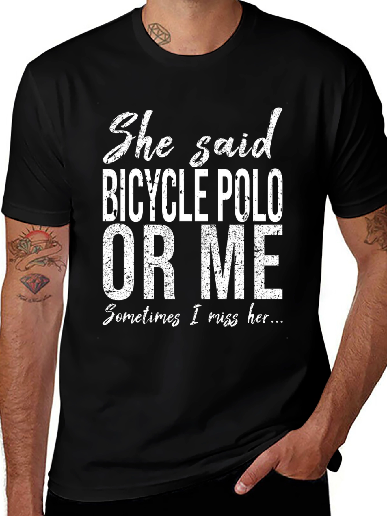 Variant 7 of Humorous Bicycle Polo T-Shirt - "She Said Bicycle Polo or Me"
