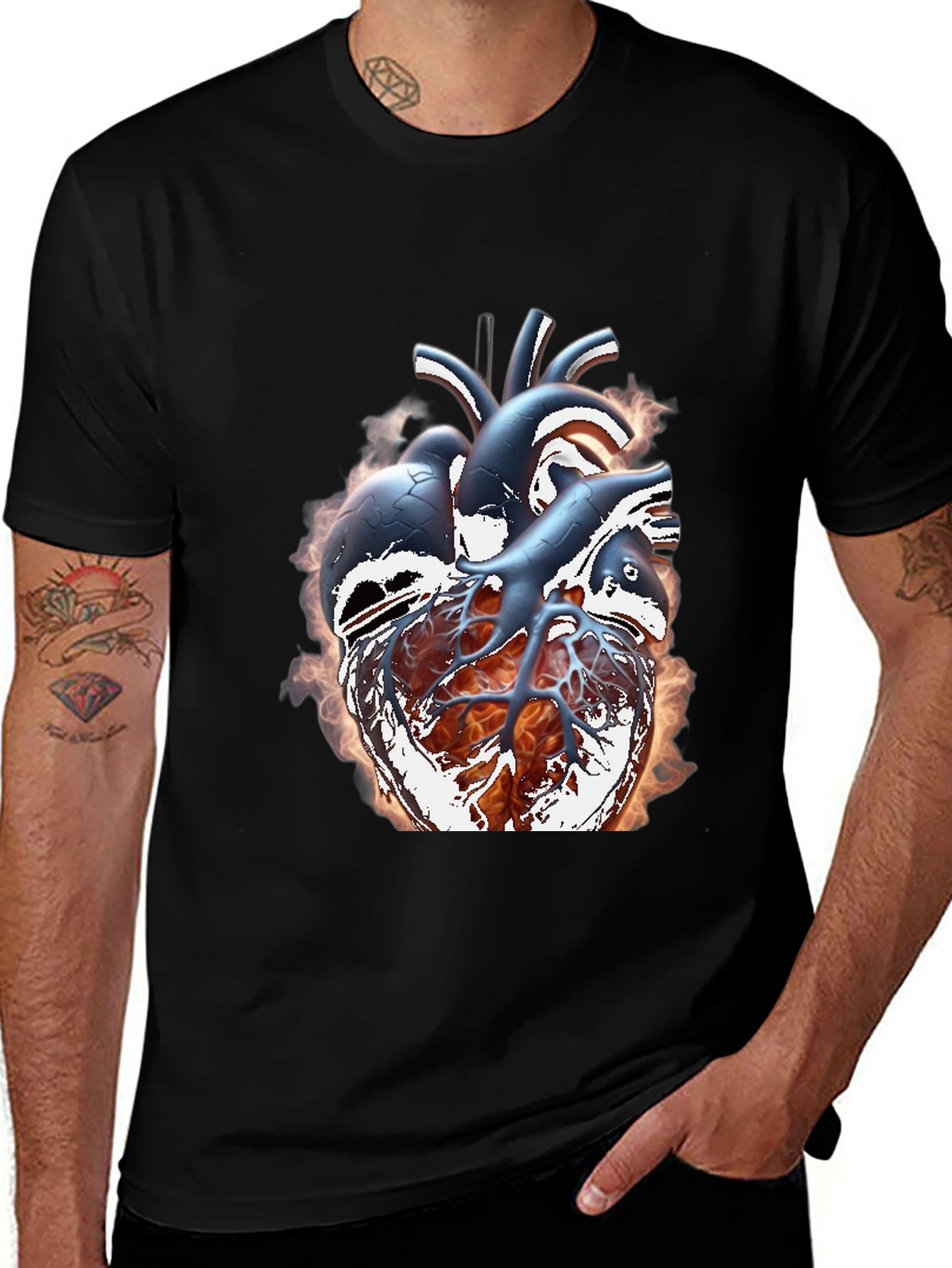 Variant 10 of Anatomical Heart Graphic Tee - Black
