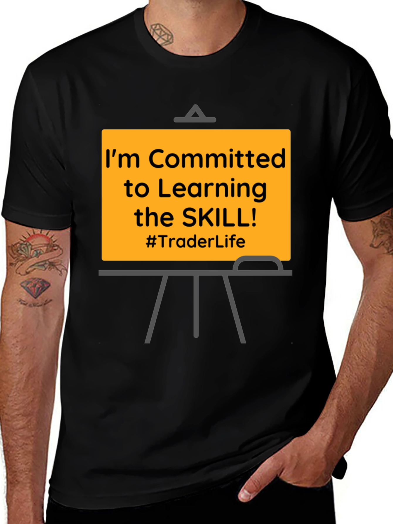 Committed to Learning Trader Life Black T-Shirt