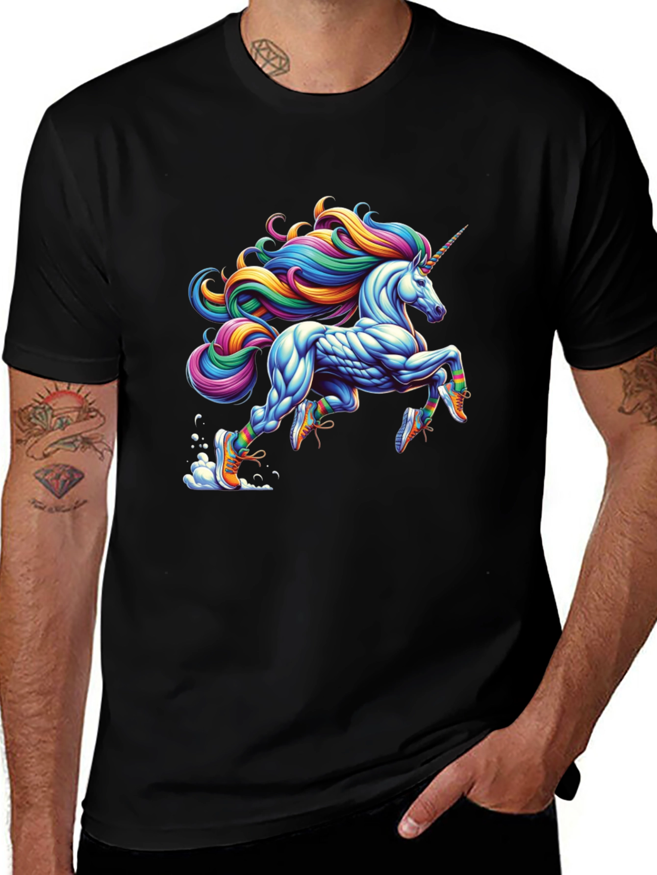Variant 16 of Running Unicorn Black T-Shirt