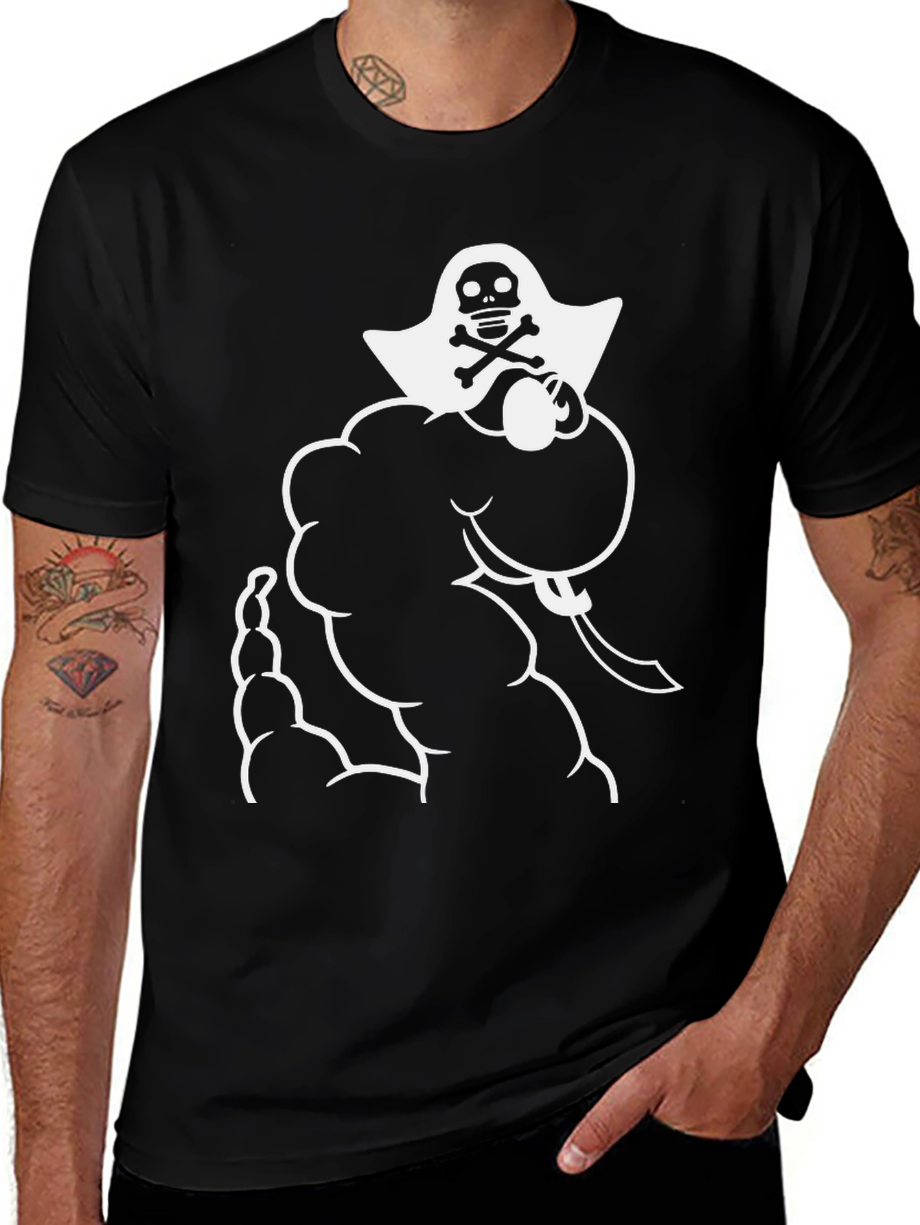Variant 30 of Pirate Ghost Graphic T-Shirt - Black