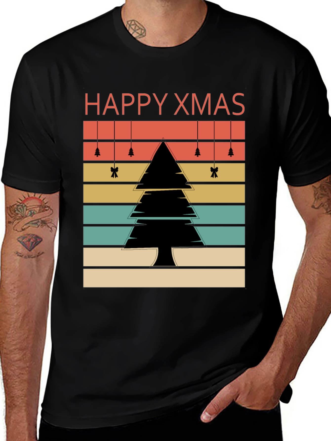 Retro Happy Xmas Tree Graphic Tee