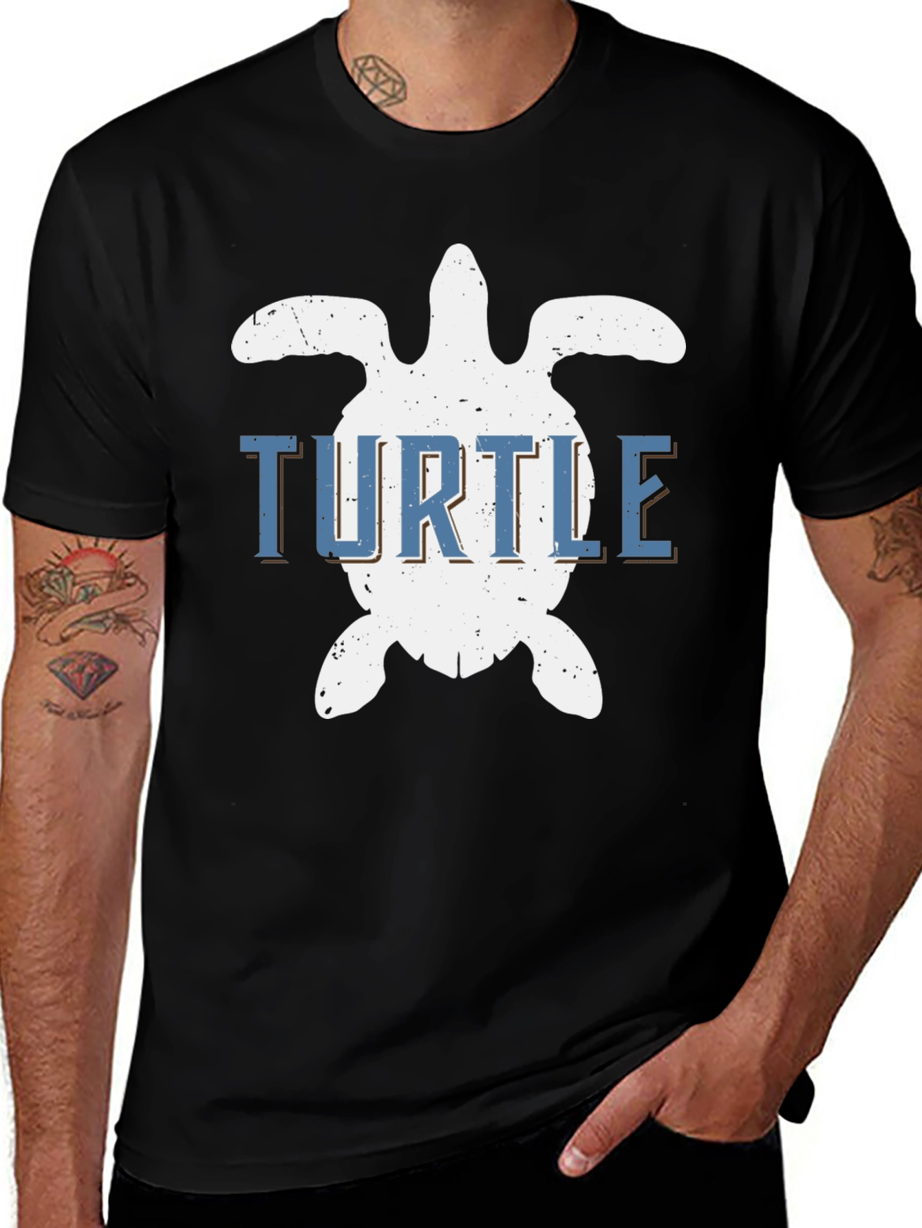 Variant 25 of Turtle Graphic Tee - Distressed Style