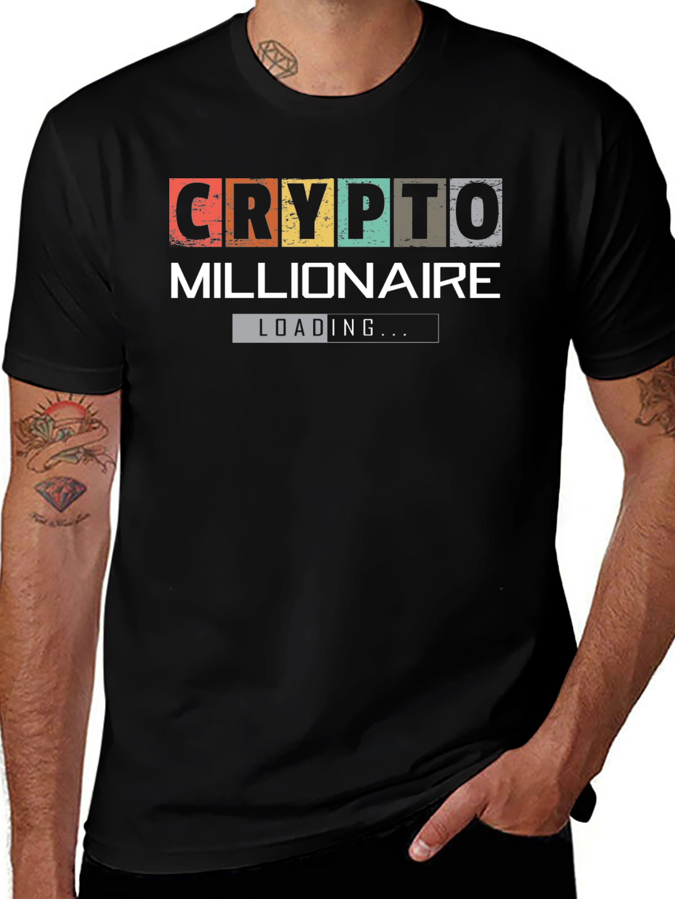 Variant 23 of Crypto Millionaire Loading Black T-Shirt