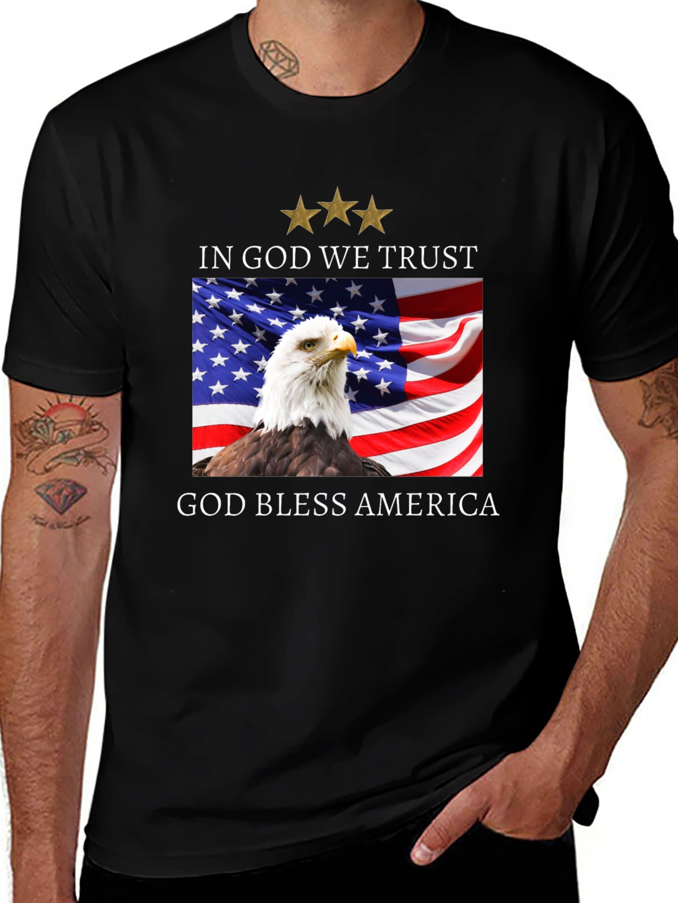 Variant 27 of Patriotic Eagle & Flag T-Shirt - God Bless America