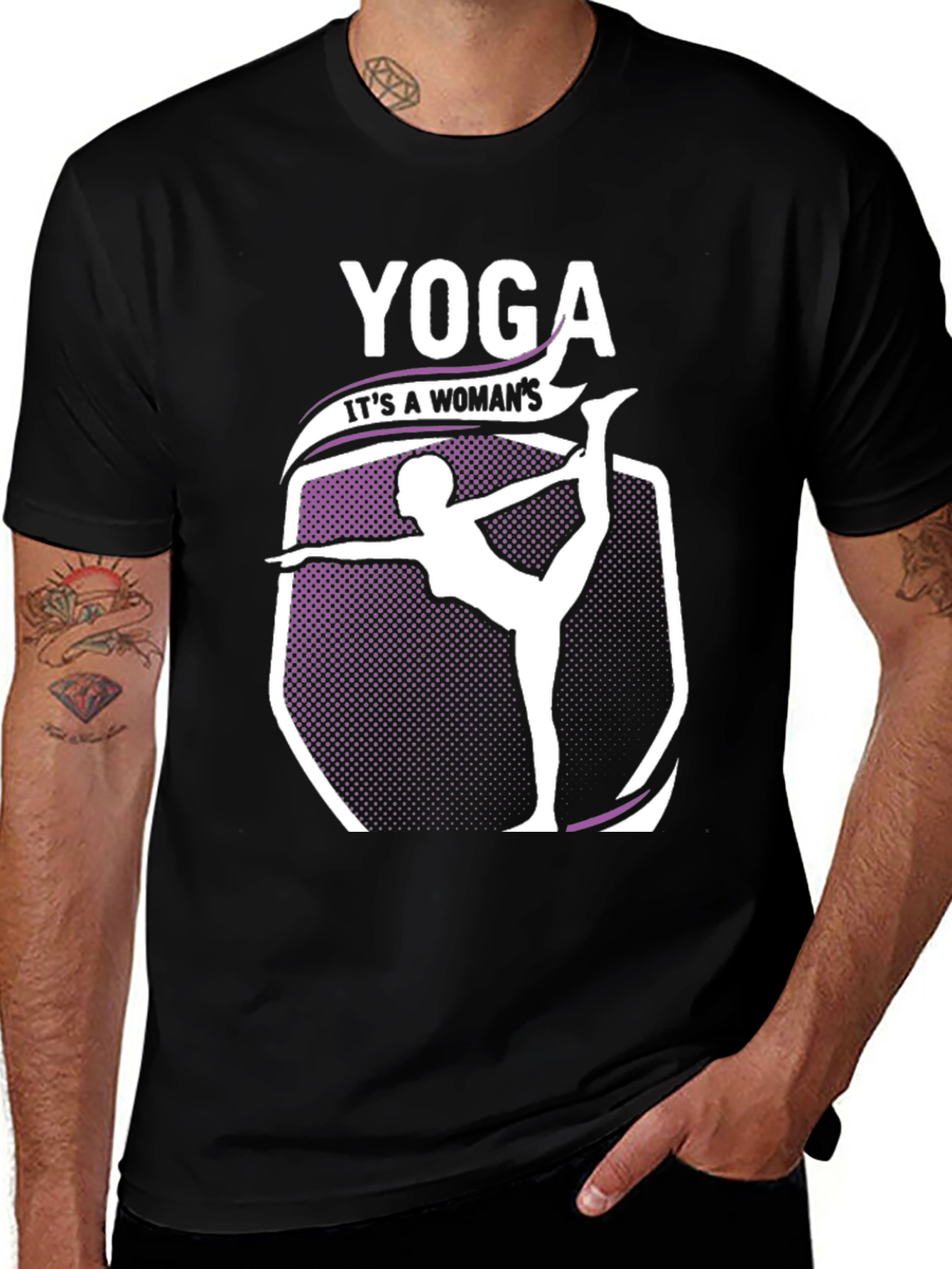 Variant 5 of Yoga Woman's T-Shirt - Black Cotton Blend