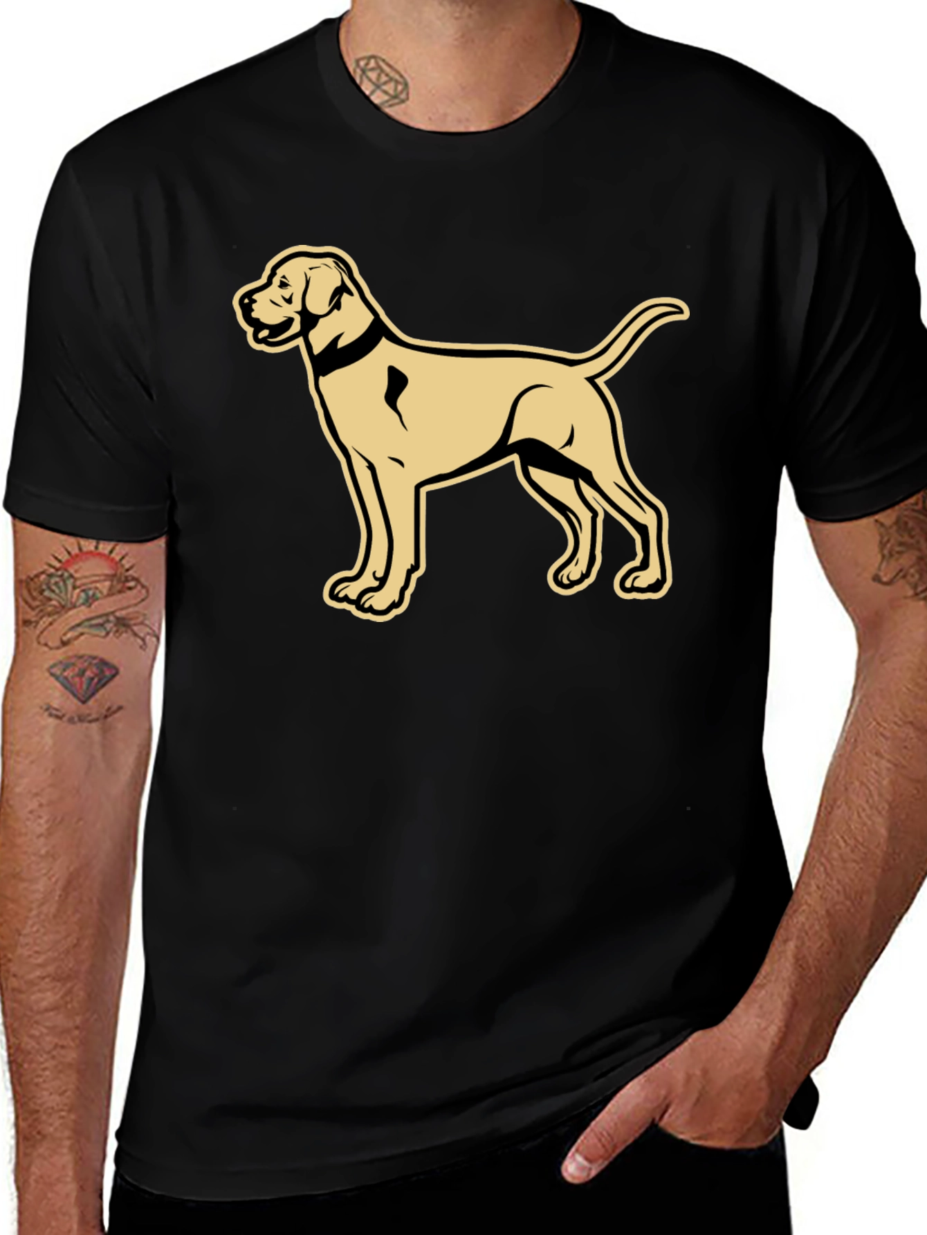 Variant 25 of Dog Lover's Black T-Shirt with Golden Retriever Graphic