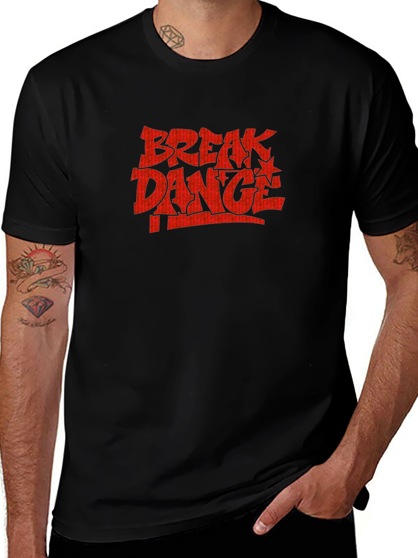 Variant 28 of Break Dance T-Shirt - Black Crew Neck Tee
