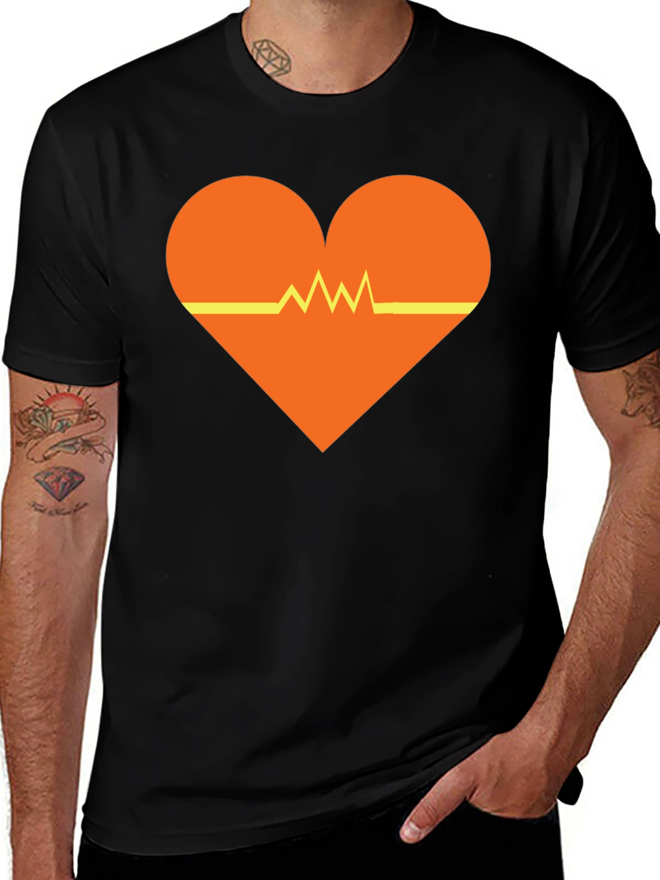 Variant 24 of Heartbeat Heart Graphic Tee - Black Unisex T-Shirt
