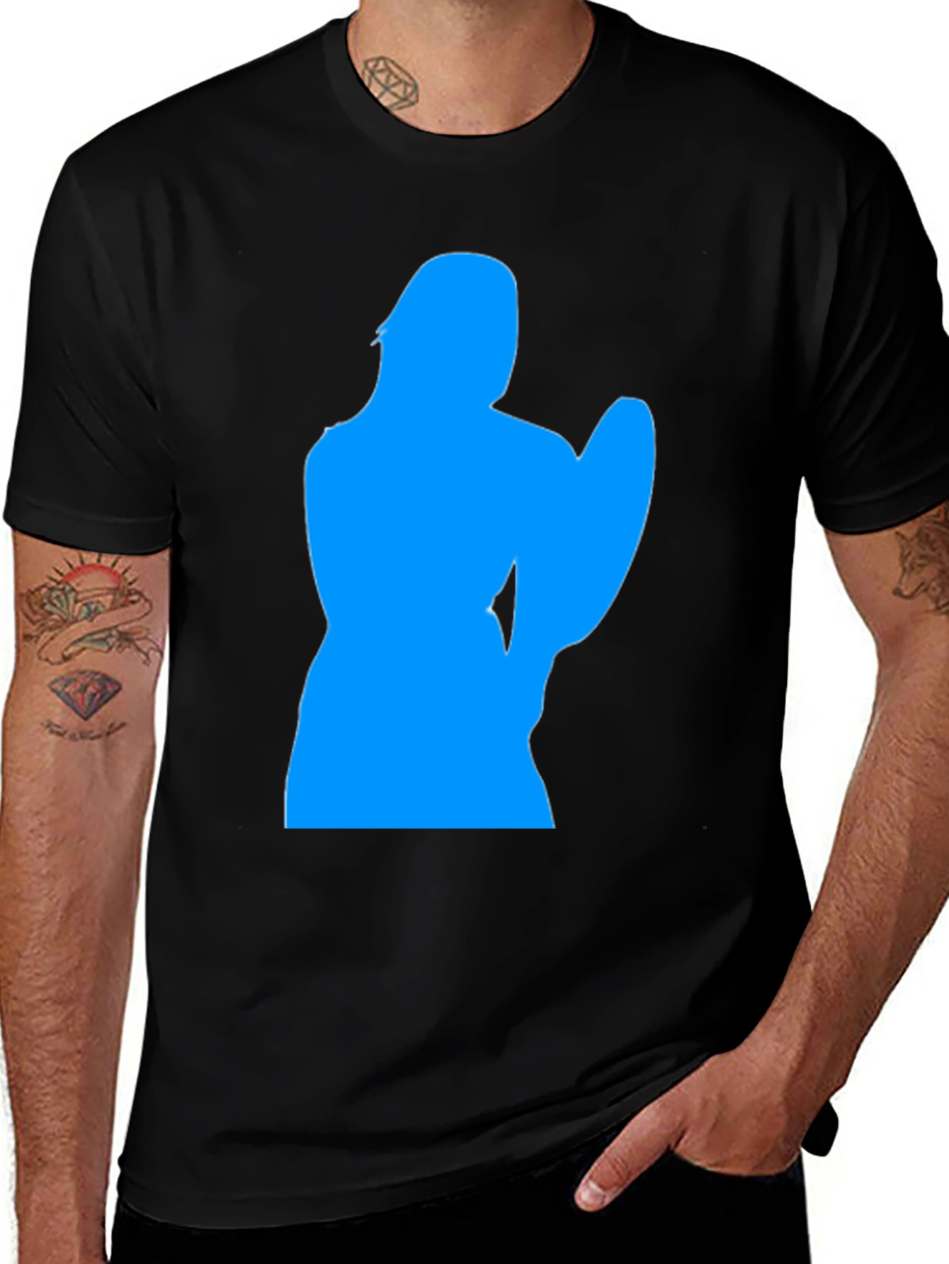 Variant 12 of Cool Blue Silhouette Graphic Black T-Shirt