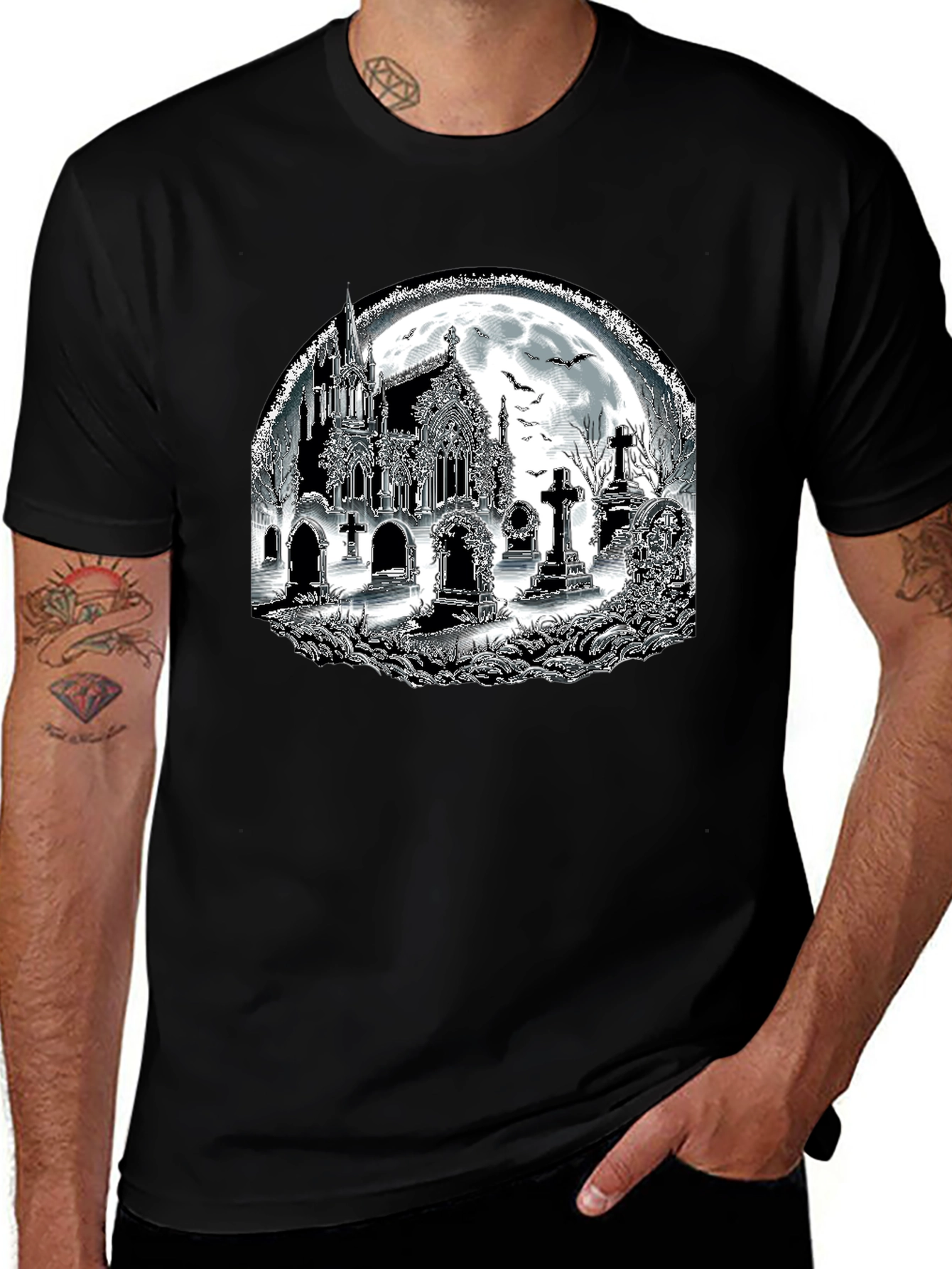 Gothic Graveyard Black T-Shirt