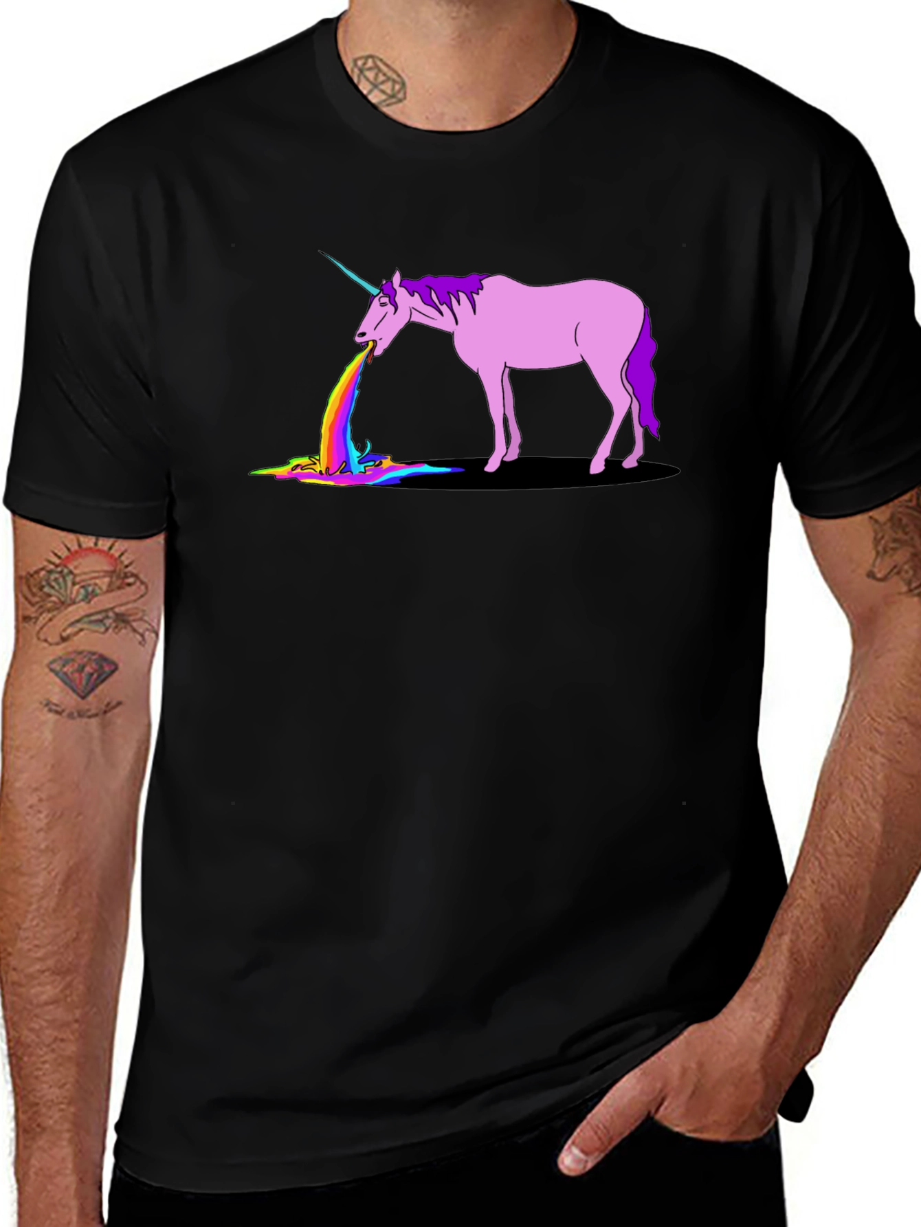 Variant 4 of Unicorn Rainbow Puke Graphic T-Shirt