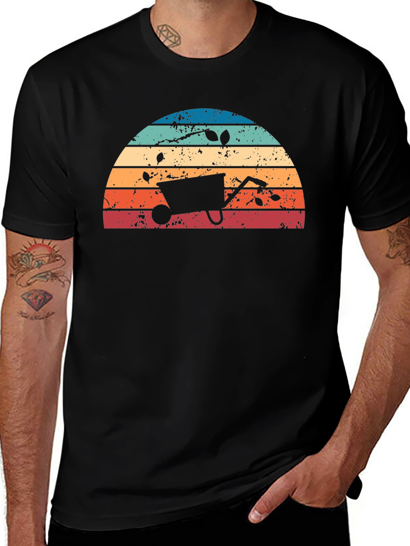 Retro Wheelbarrow Sunset Graphic Tee