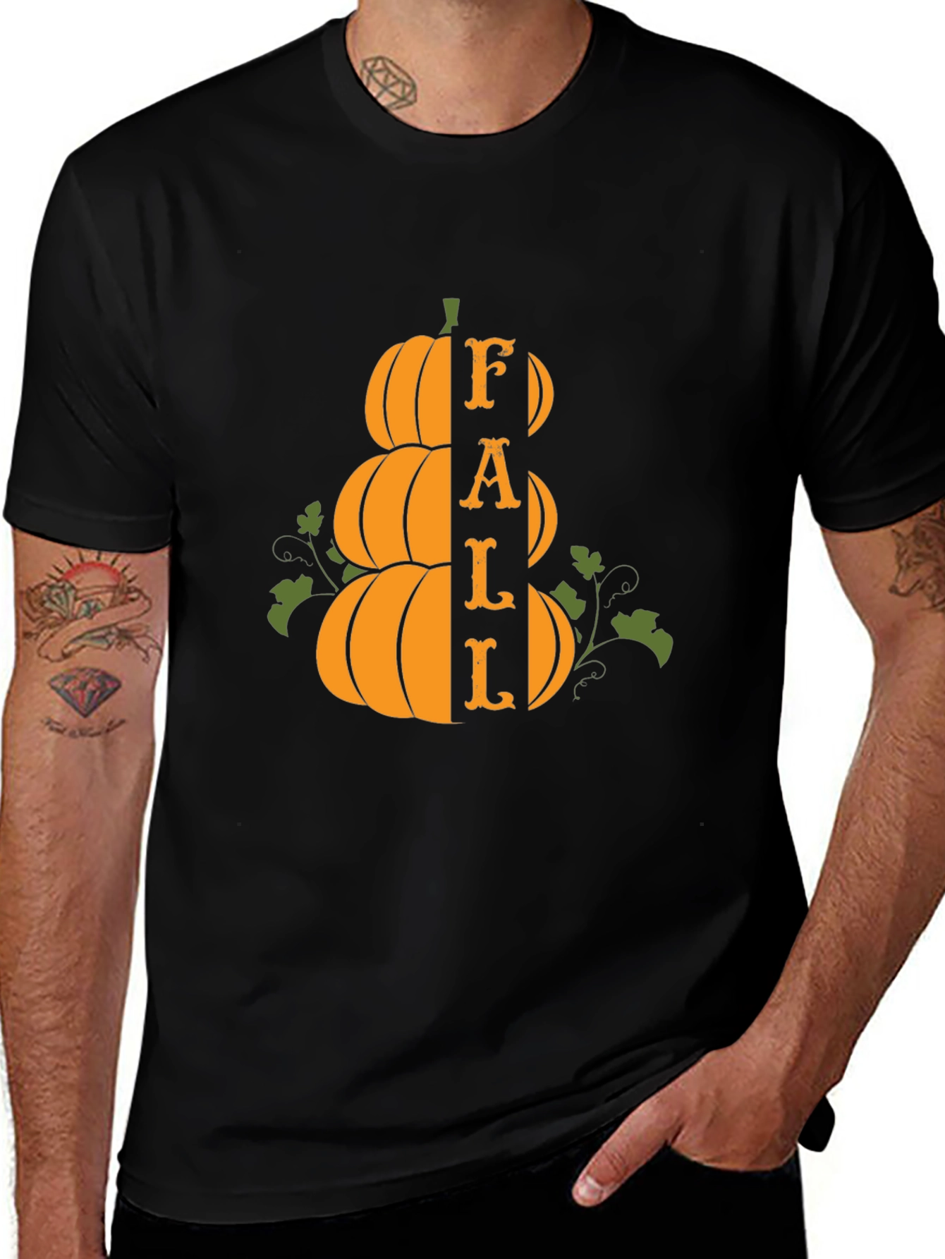 Variant 13 of Fall Pumpkin Stack Graphic Tee - Spooky Season Apparel