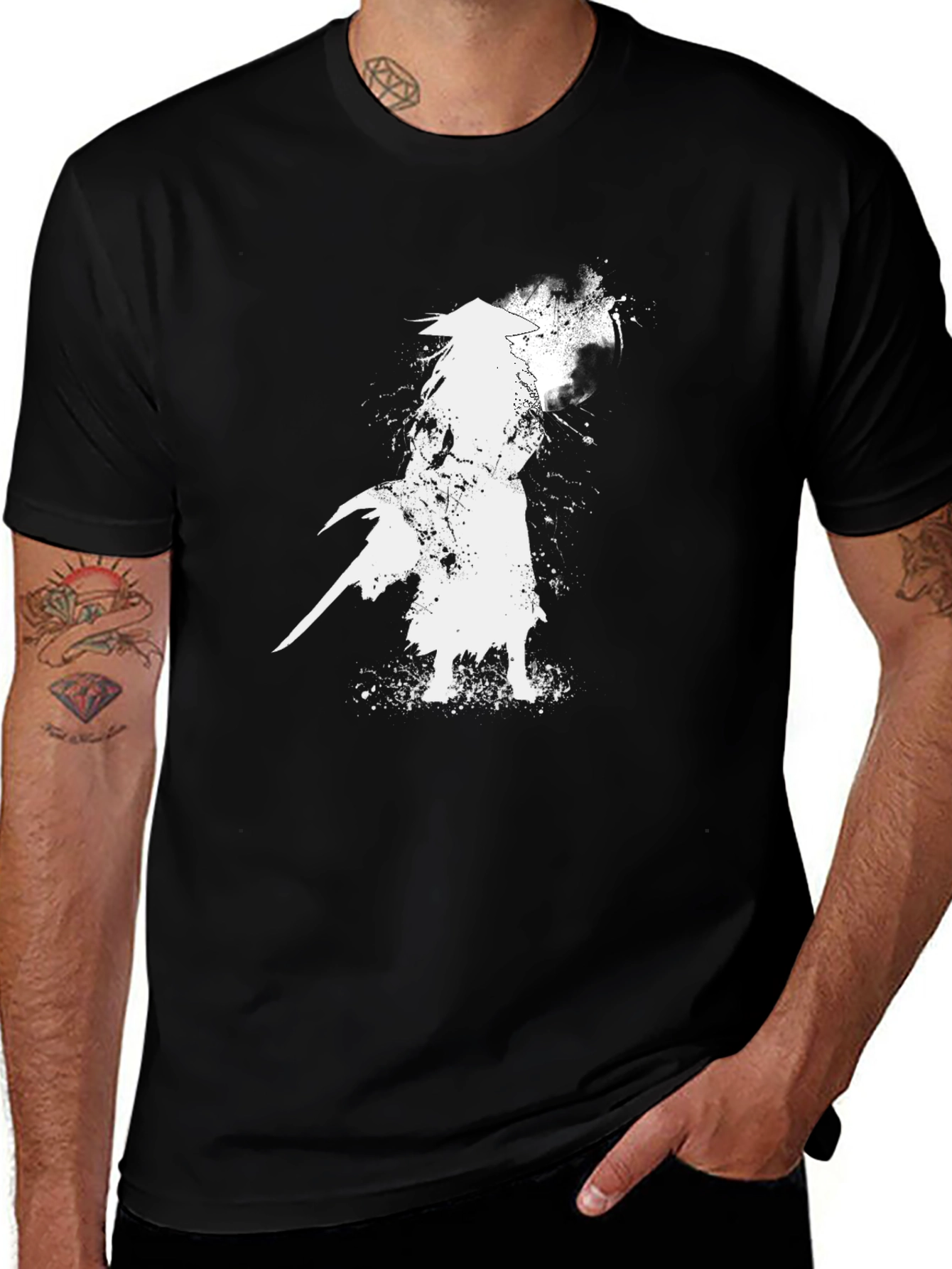 Variant 16 of Samurai Warrior Graphic Tee - Black Cotton Shirt