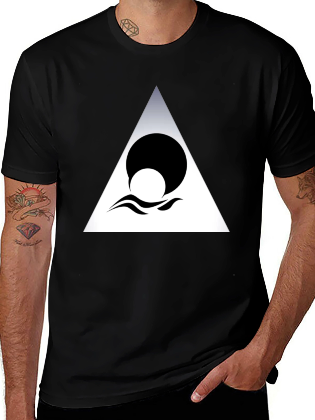 Variant 12 of Modern Graphic Black T-Shirt - Geometric Wave Design