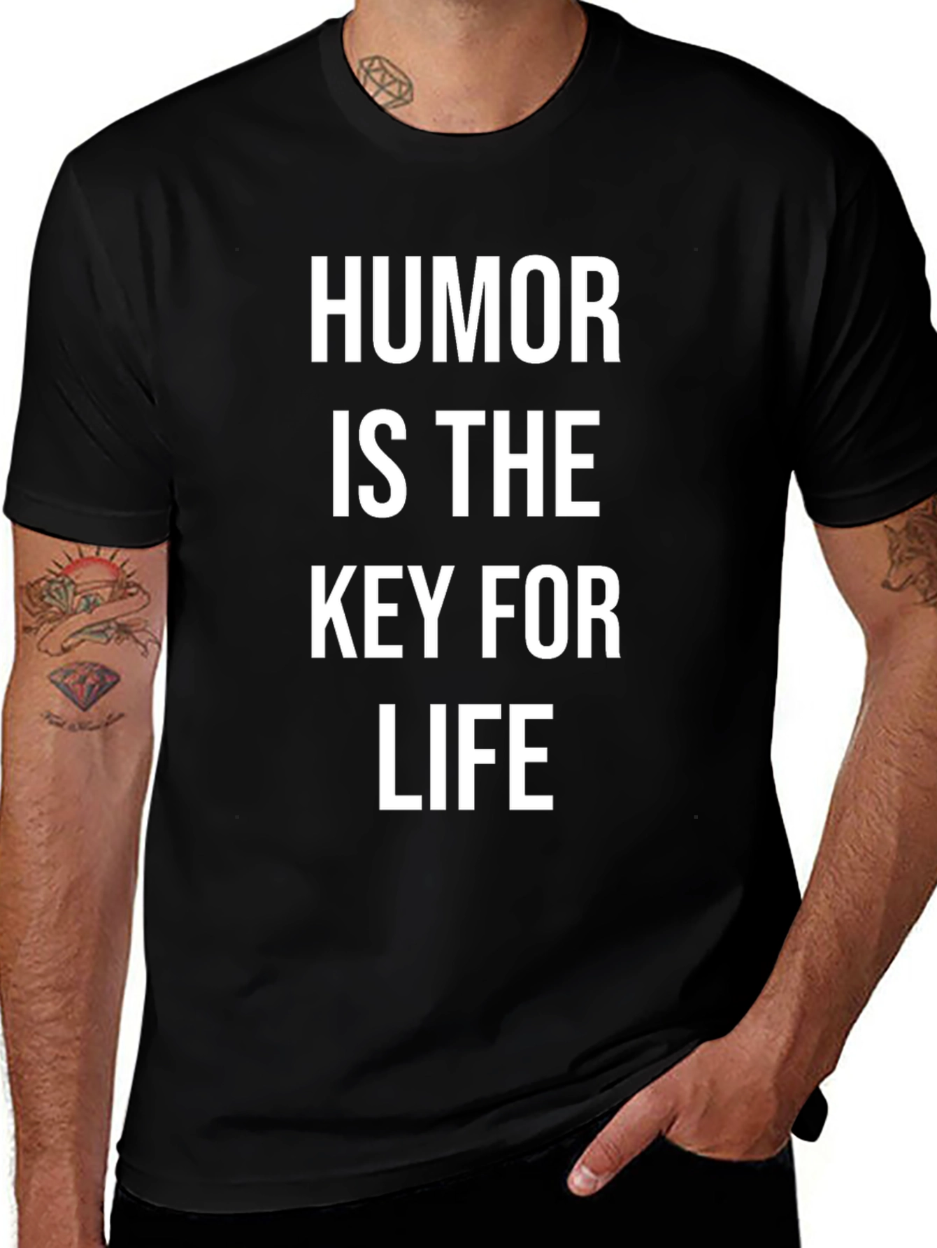 Variant 7 of Humor is Key for Life T-Shirt - Black