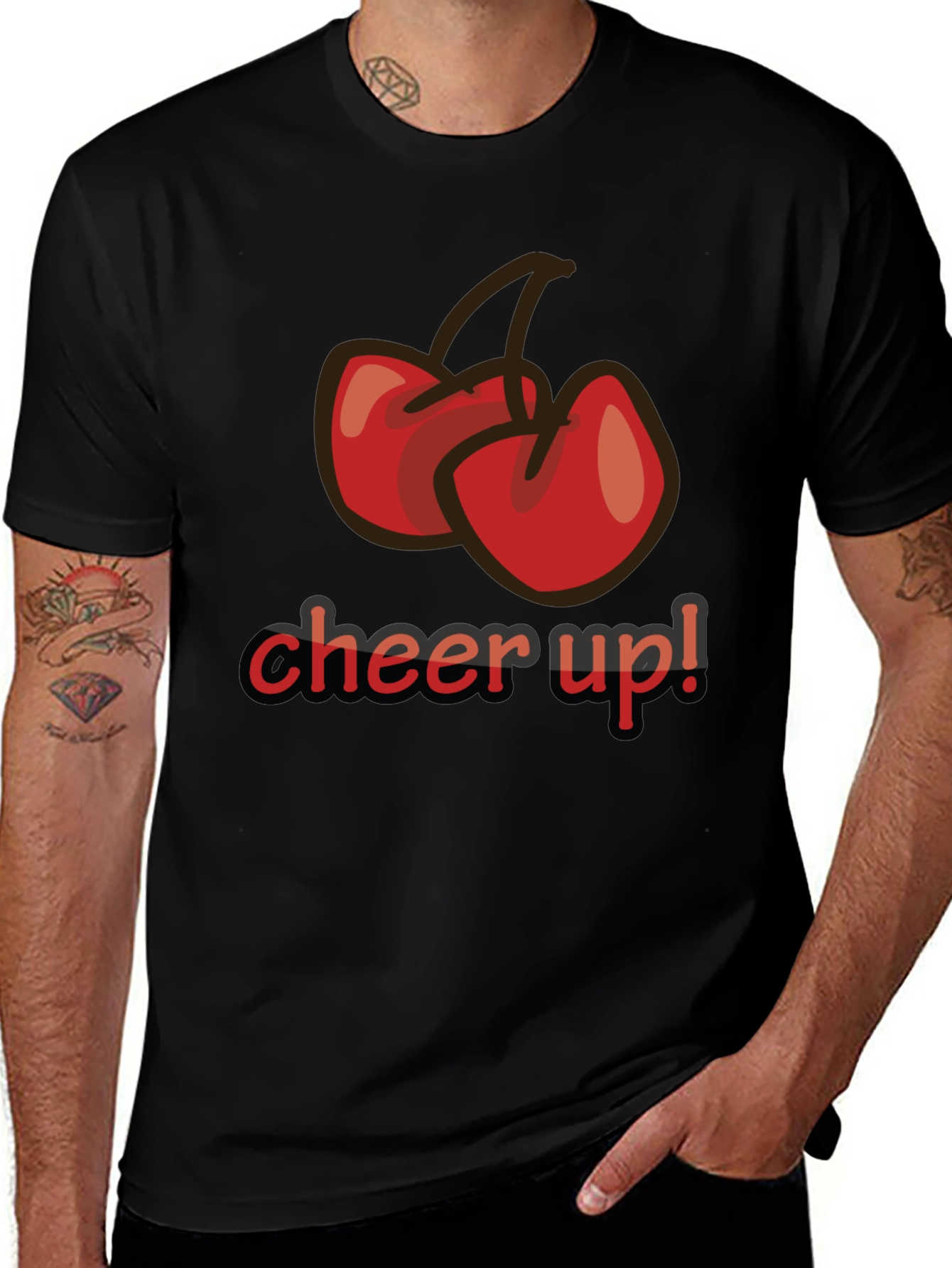 Variant 30 of Cheer Up! Cherry Graphic Black T-Shirt