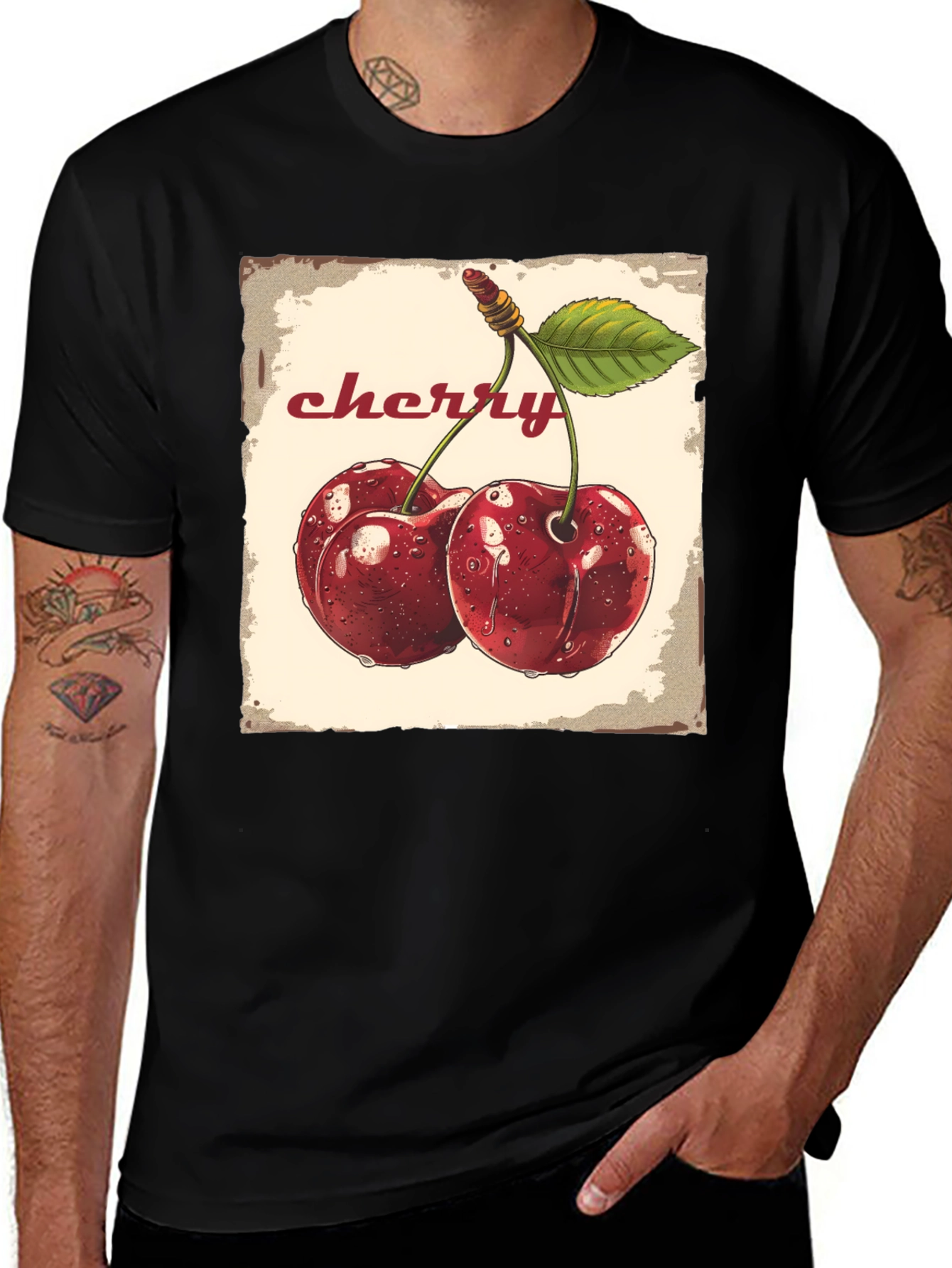 Variant 9 of Cherry Graphic T-Shirt - Retro Fruit Tee