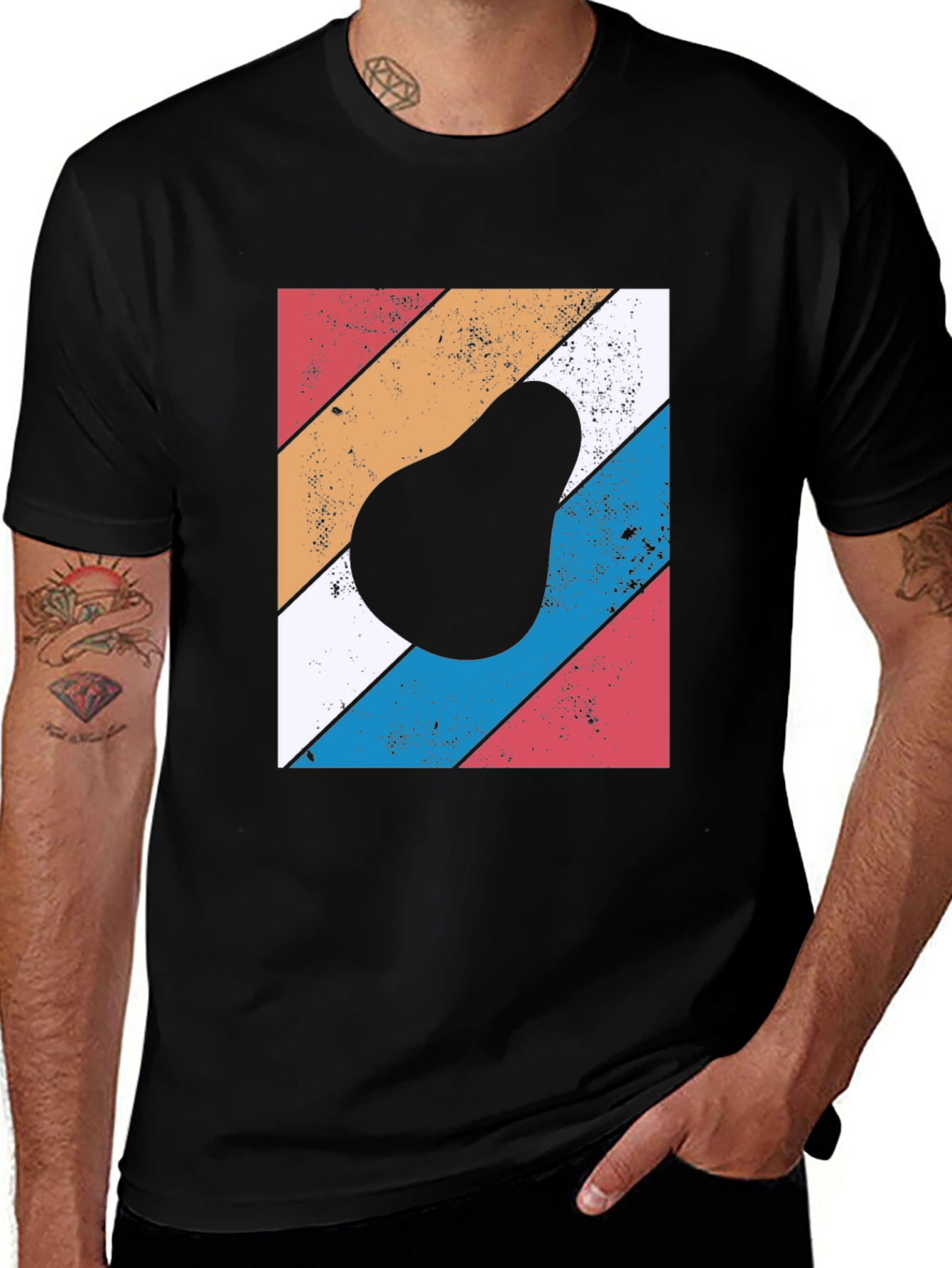 Variant 16 of Retro Avocado Graphic Tee - Black Cotton T-Shirt
