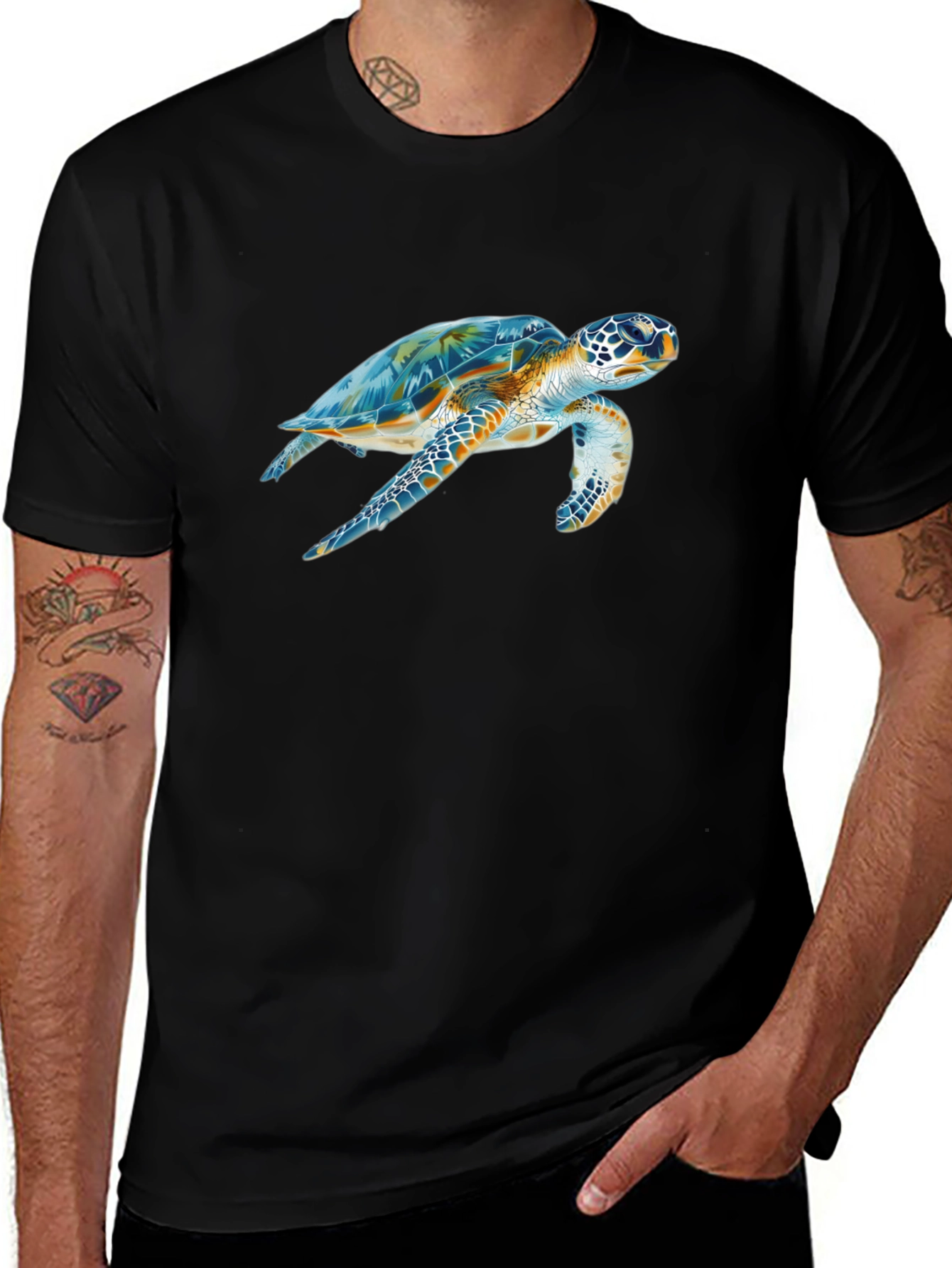 Variant 8 of Turtle Graphic Black Tee