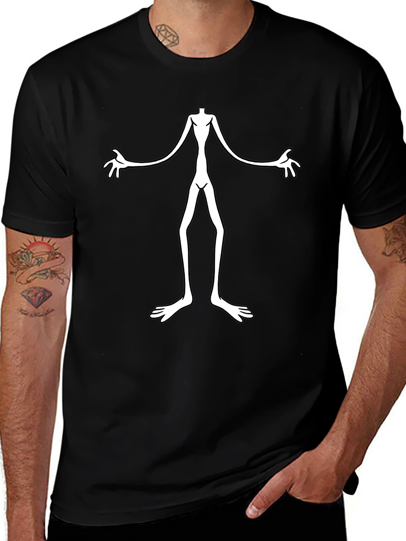 Variant 2 of Creepy Alien Graphic Black T-Shirt - Unique Design