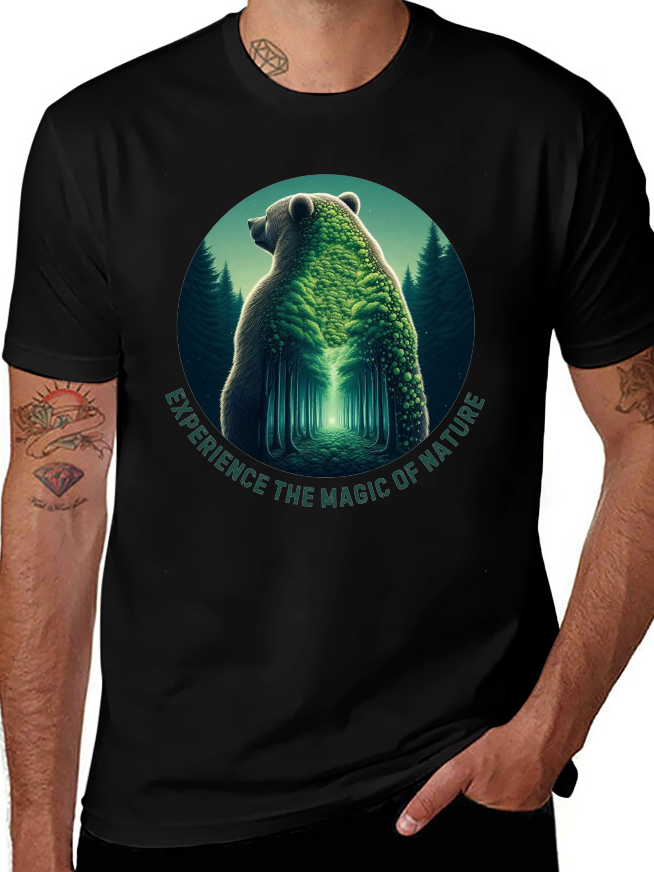 Variant 16 of Nature Bear Graphic Tee - Experience the Magic!