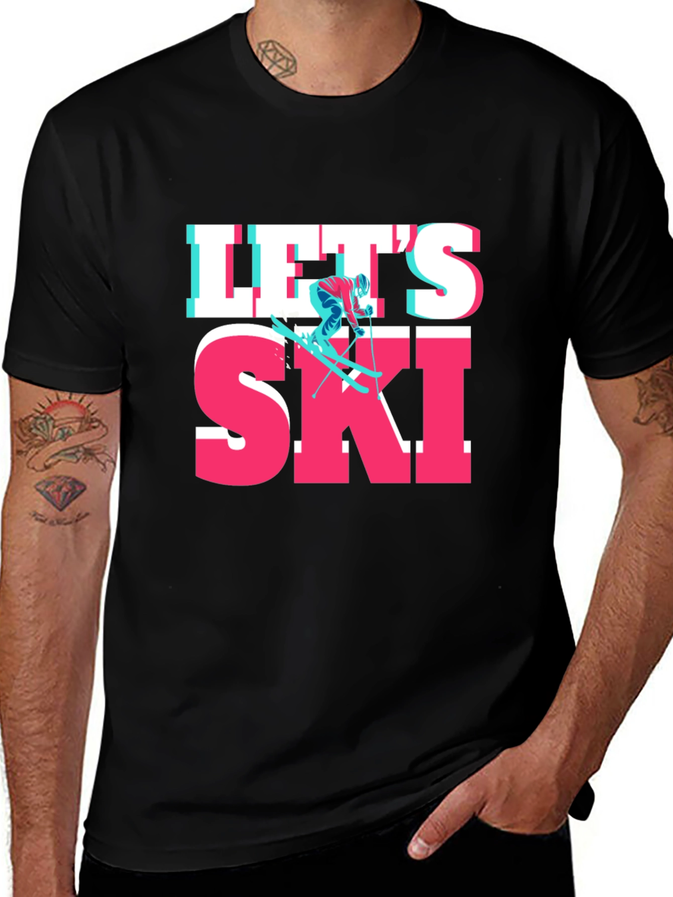 Variant 2 of Let's Ski Graphic Tee - Black Cotton T-Shirt