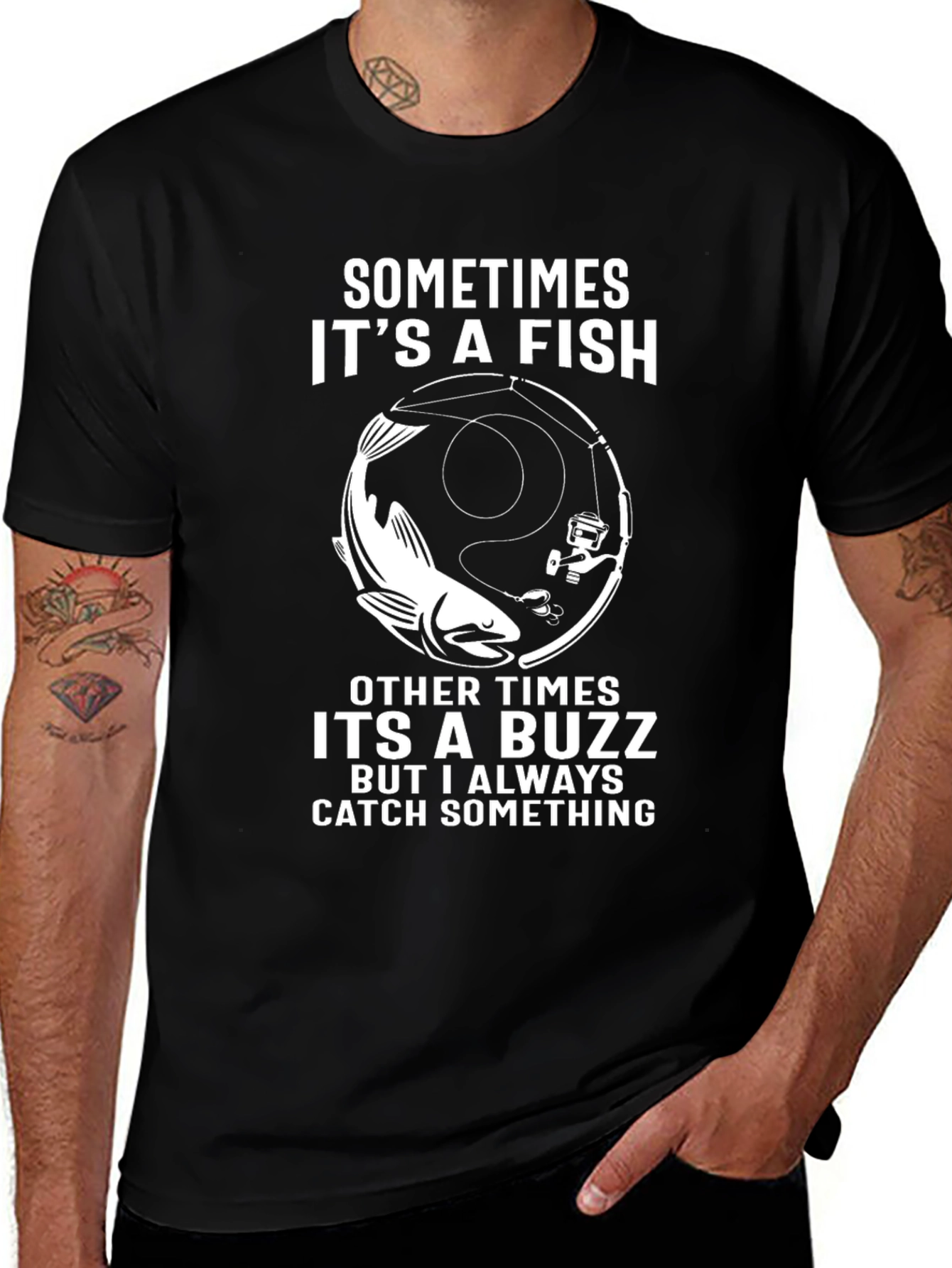 Variant 29 of Funny Fishing T-Shirt - Catch Something Design