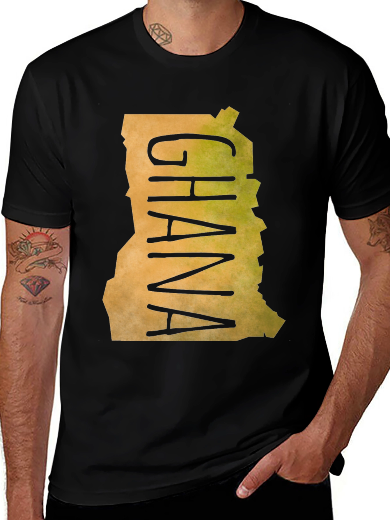 Ghana Map T-Shirt - Black Graphic Tee