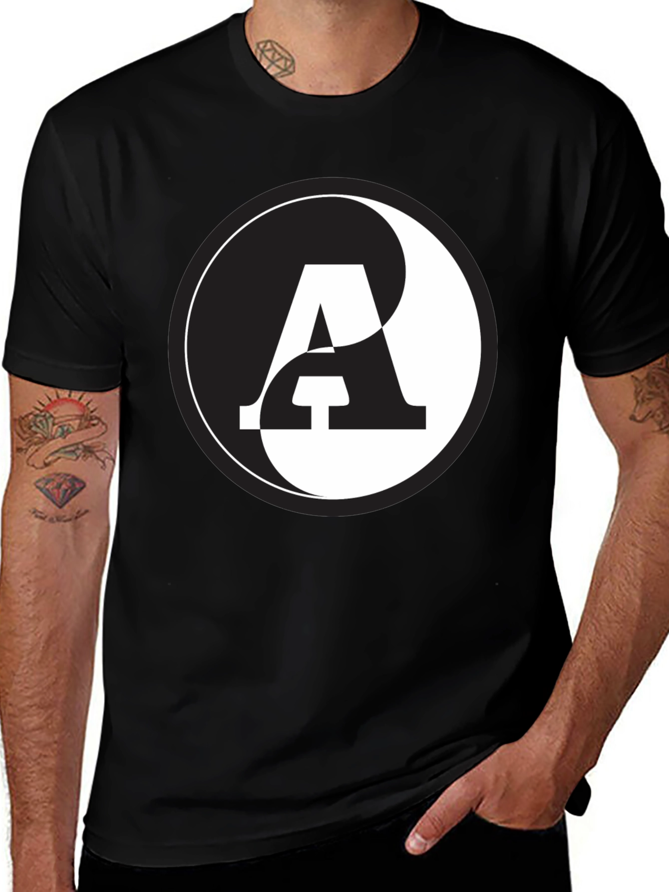 Yin Yang A Graphic Tee - Black Cotton Casual T-Shirt