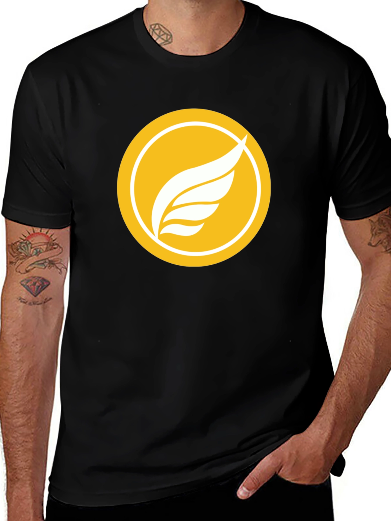 Variant 30 of Black T-Shirt with Winged Logo Design