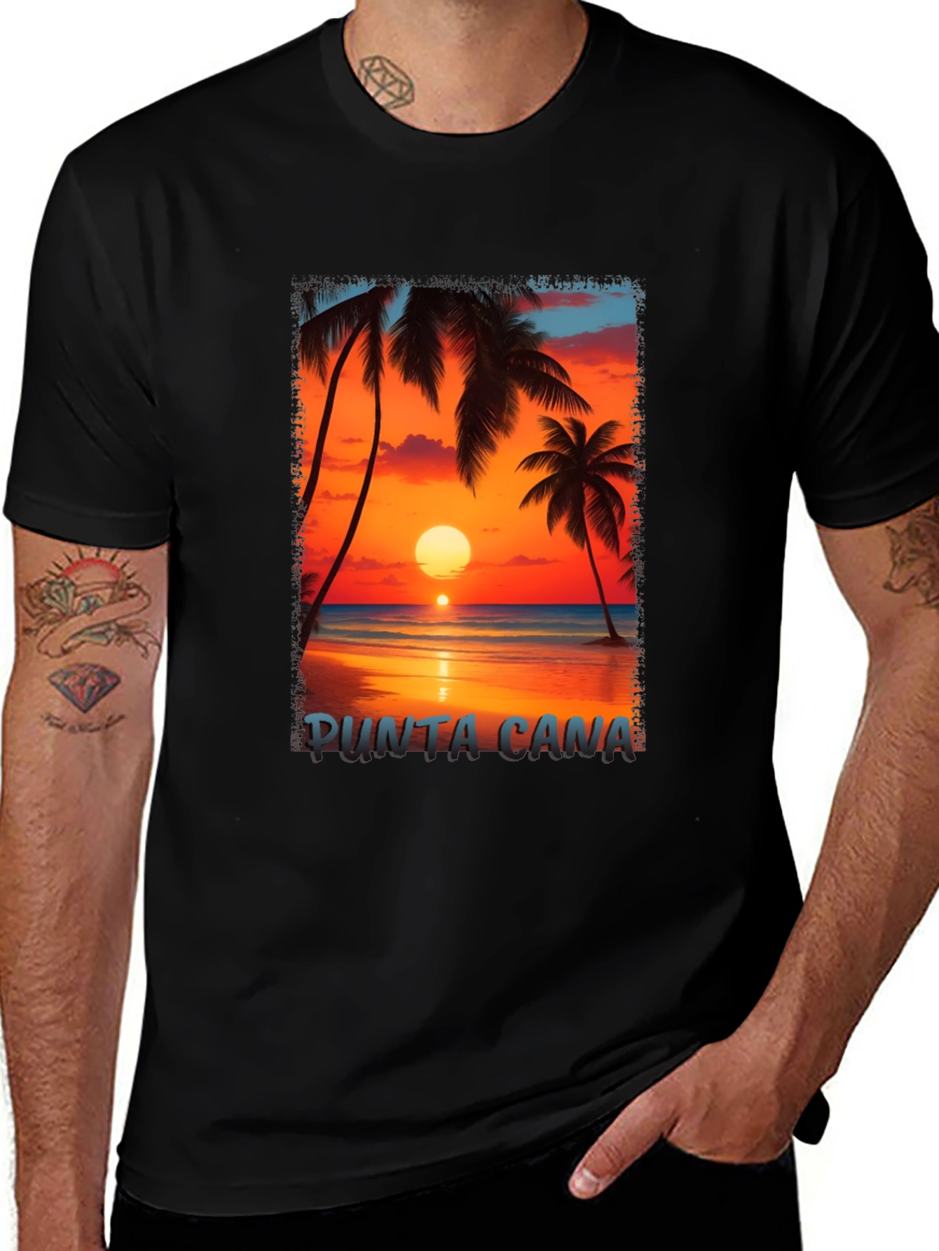 Punta Cana Sunset Graphic Tee - Tropical Beach Design