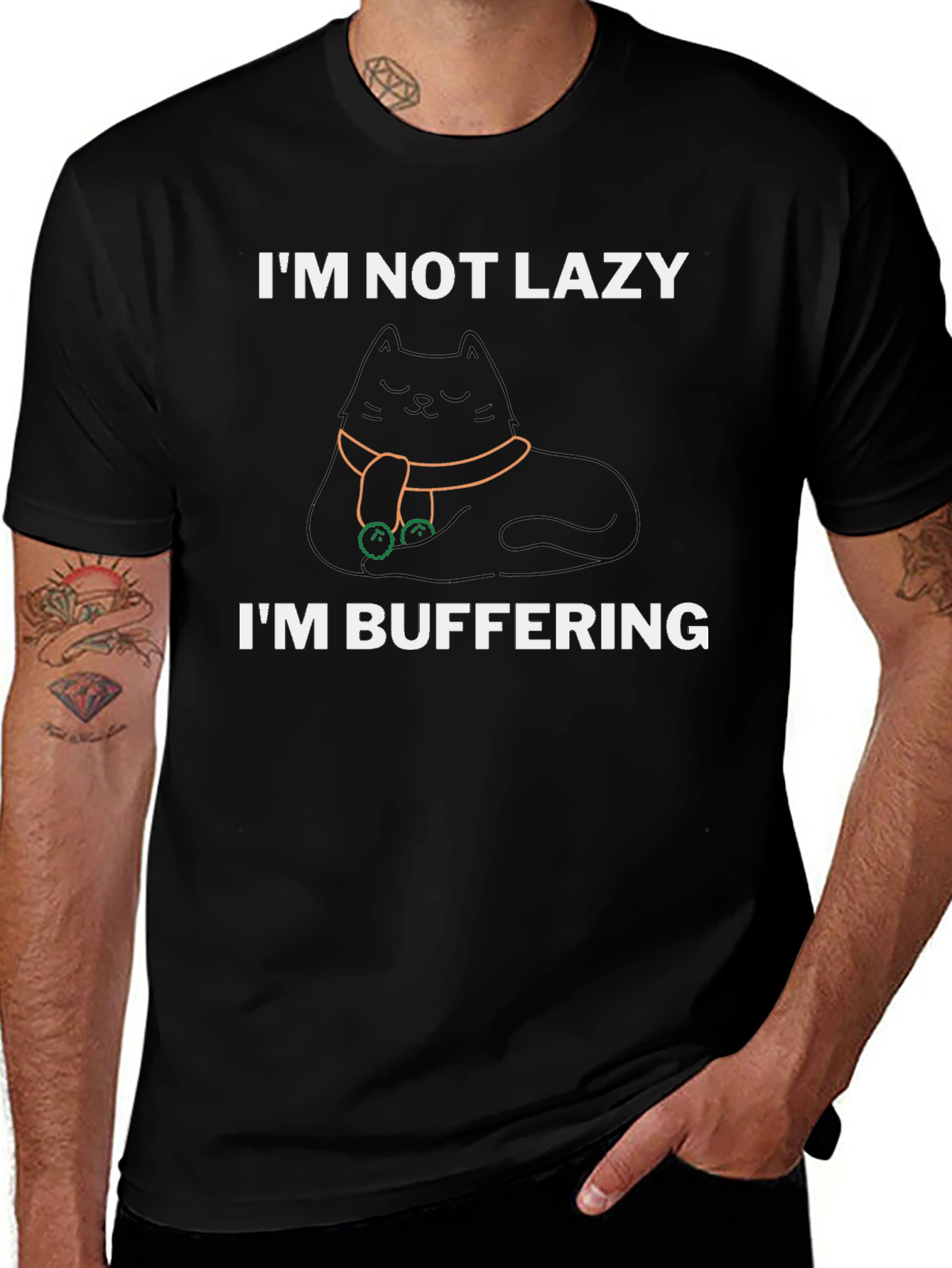 Variant 8 of I'm Not Lazy, I'm Buffering Black T-Shirt