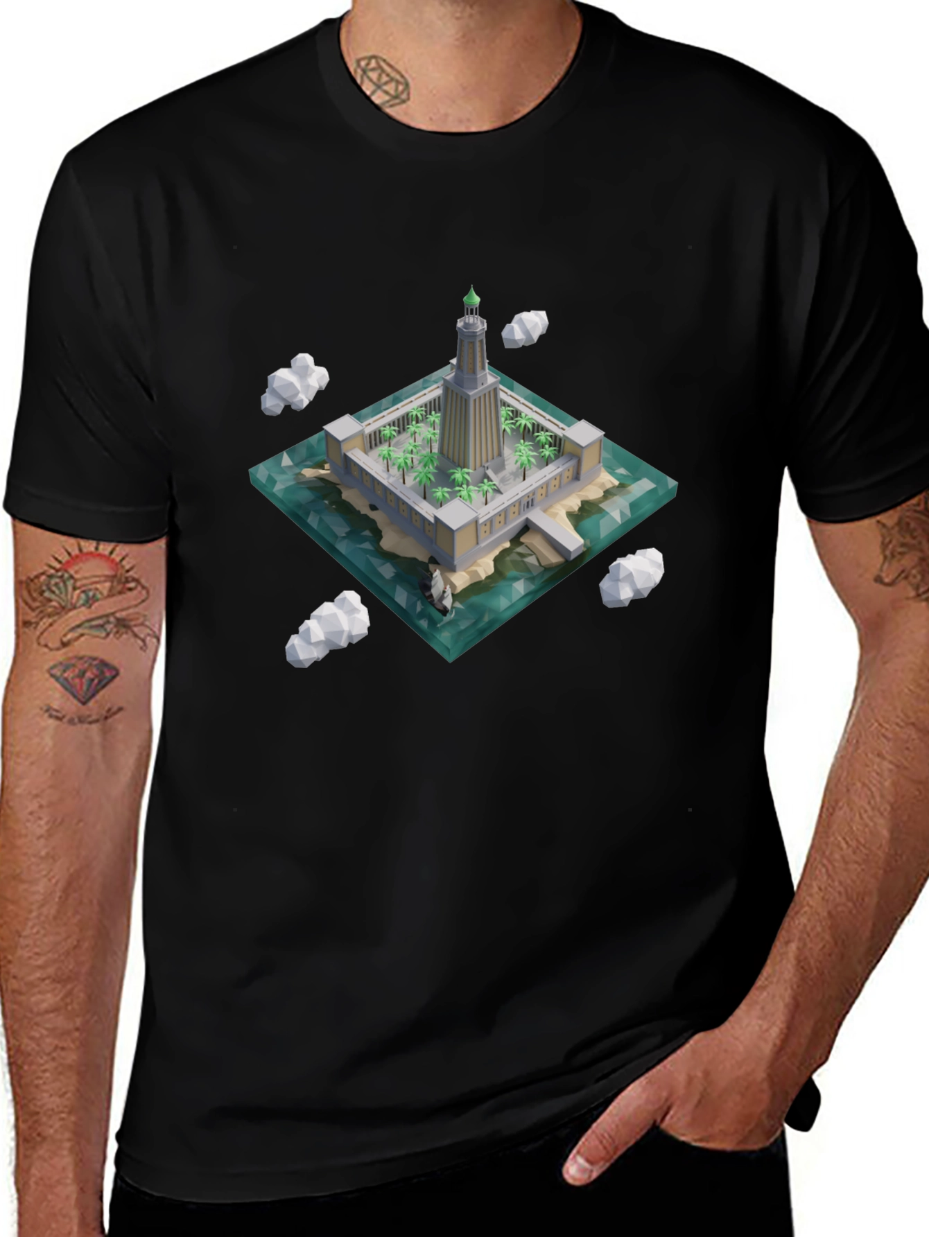 Variant 10 of Isometric Alexandria Pharos T-Shirt