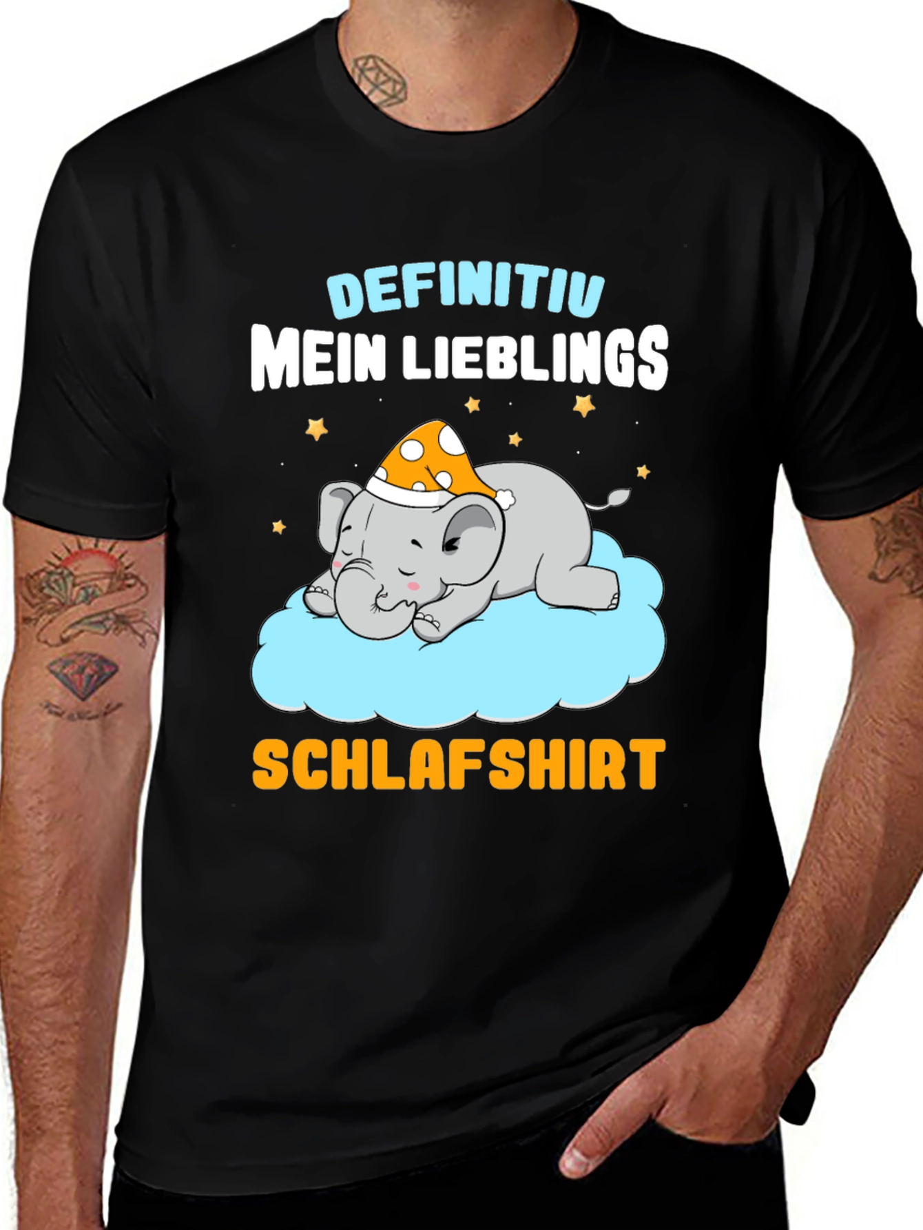 Variant 29 of Cute Sleeping Elephant T-Shirt - German Schlafshirt