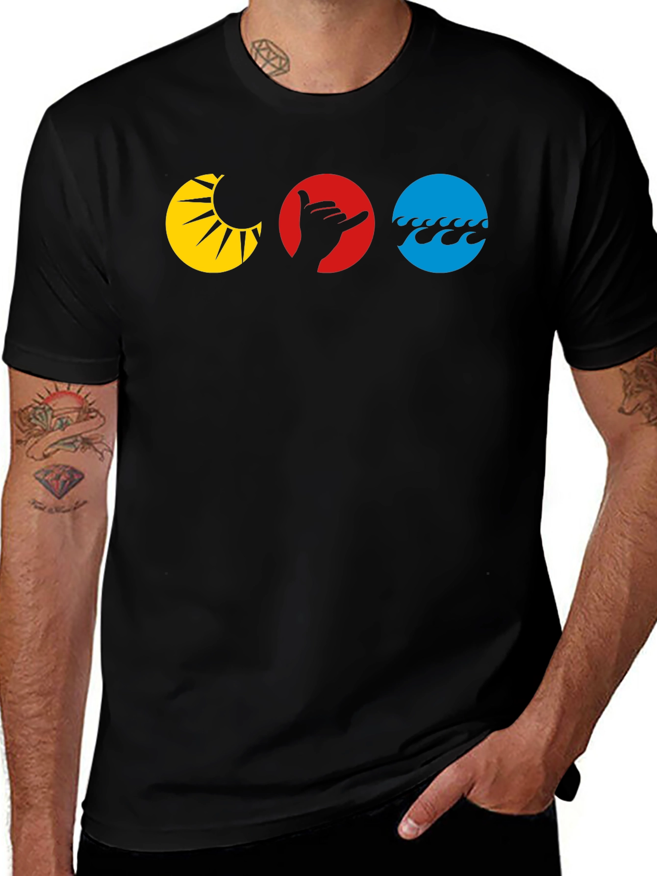 Variant 26 of Hang Loose T-Shirt - Sun, Hand, Wave Graphic Tee