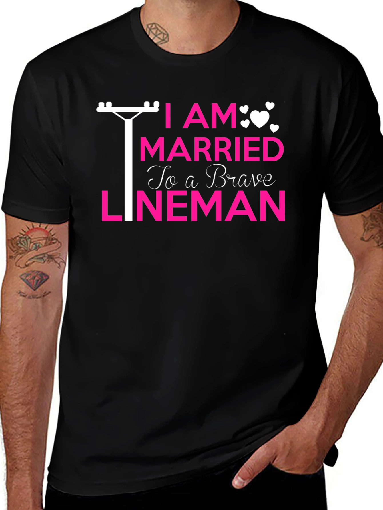 Variant 22 of Brave Lineman T-Shirt: "I Am Married To a Brave Lineman"