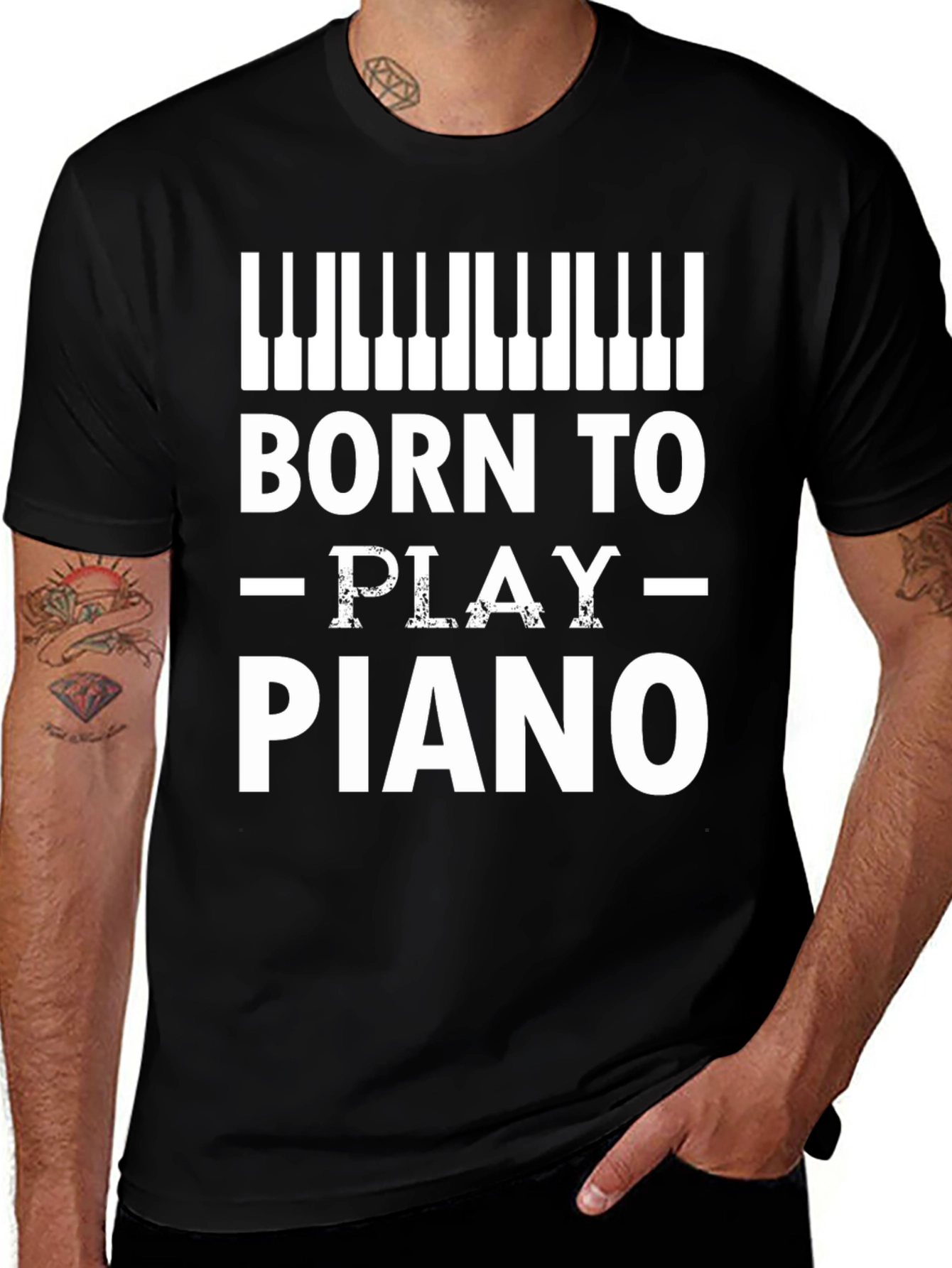 Variant 15 of Born to Play Piano Graphic T-Shirt