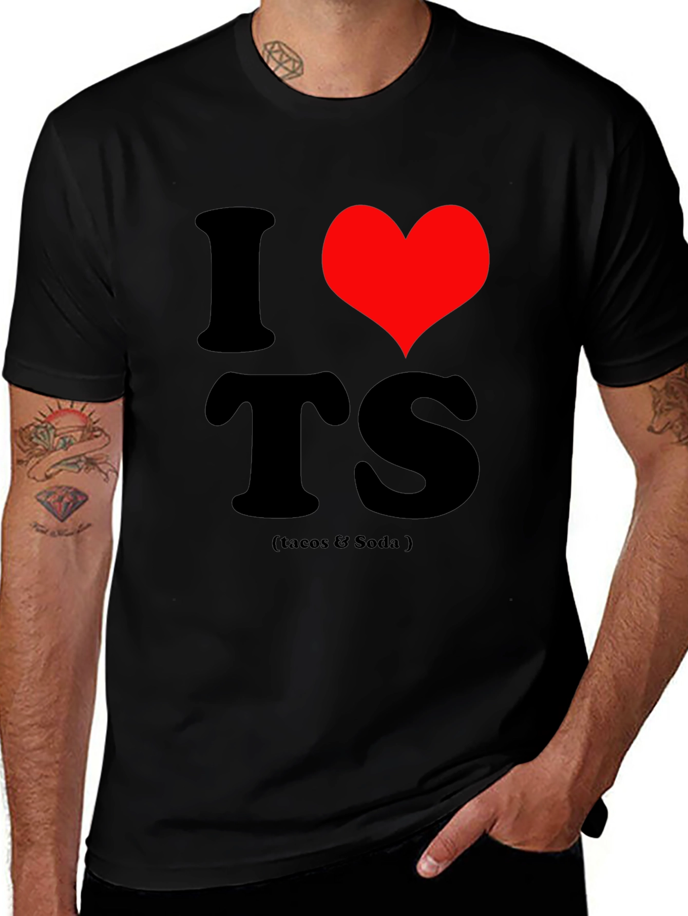 Variant 19 of I Heart TS - Tacos & Soda - Black Graphic Tee